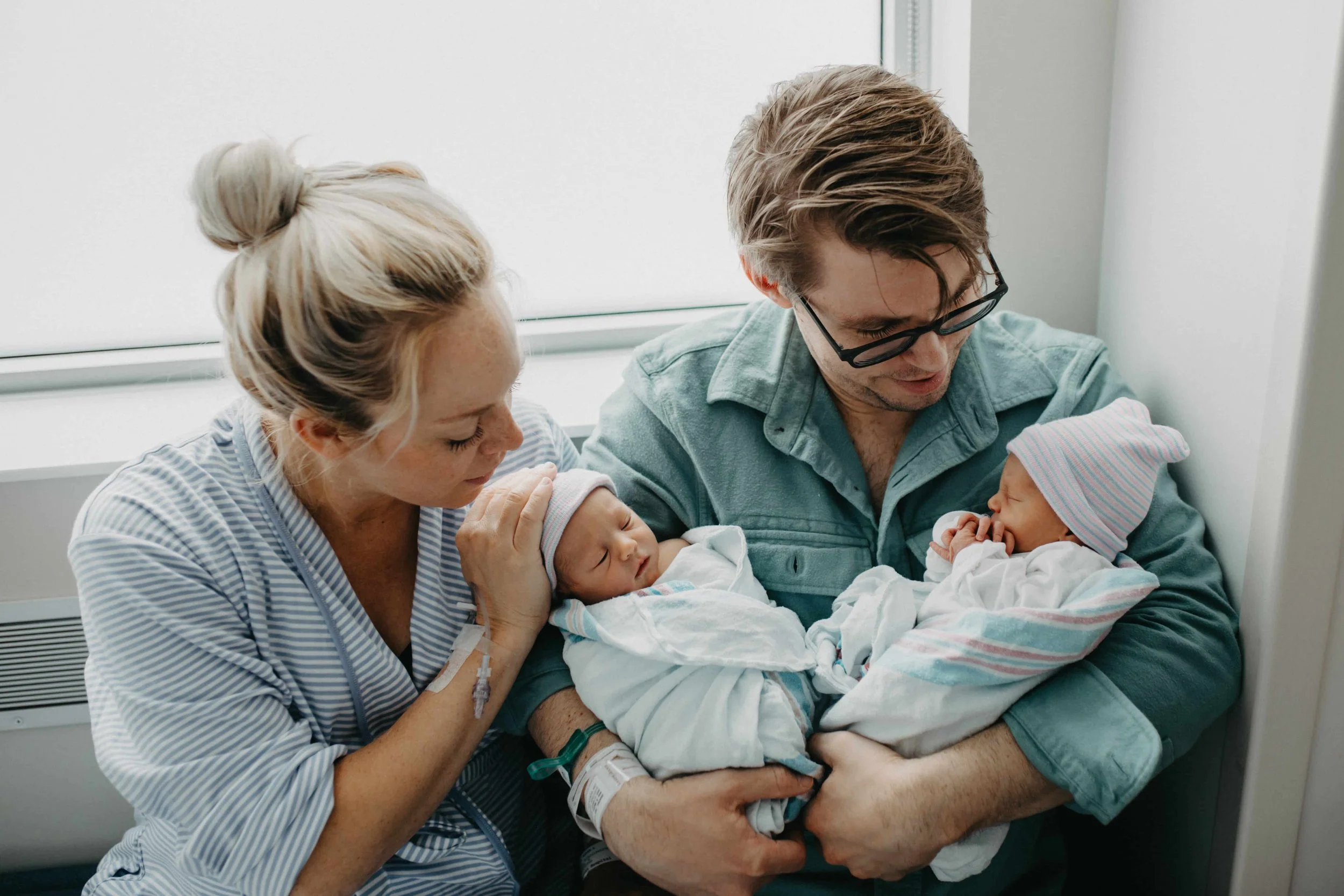 Joyful Parents with Newborn Twins: Fresh 48 Photography at Hillcrest Hospital, Cleveland