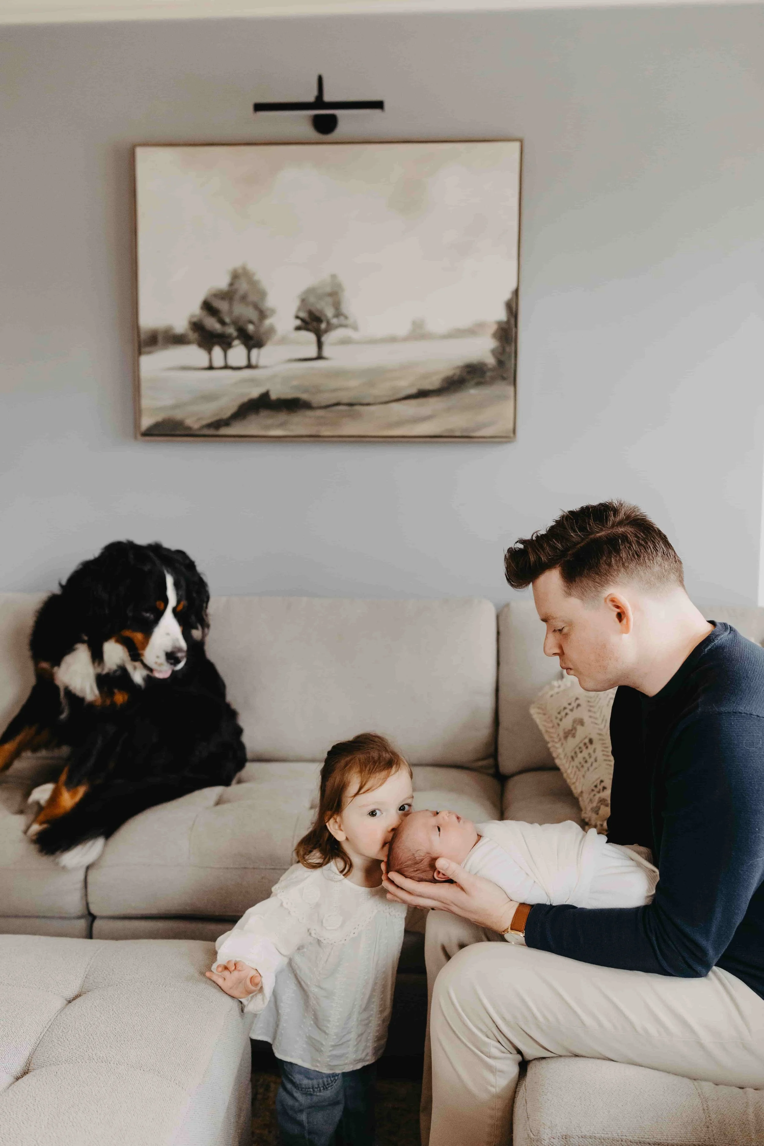 Newborn baby portrait natural light Lakewood Ohio home
