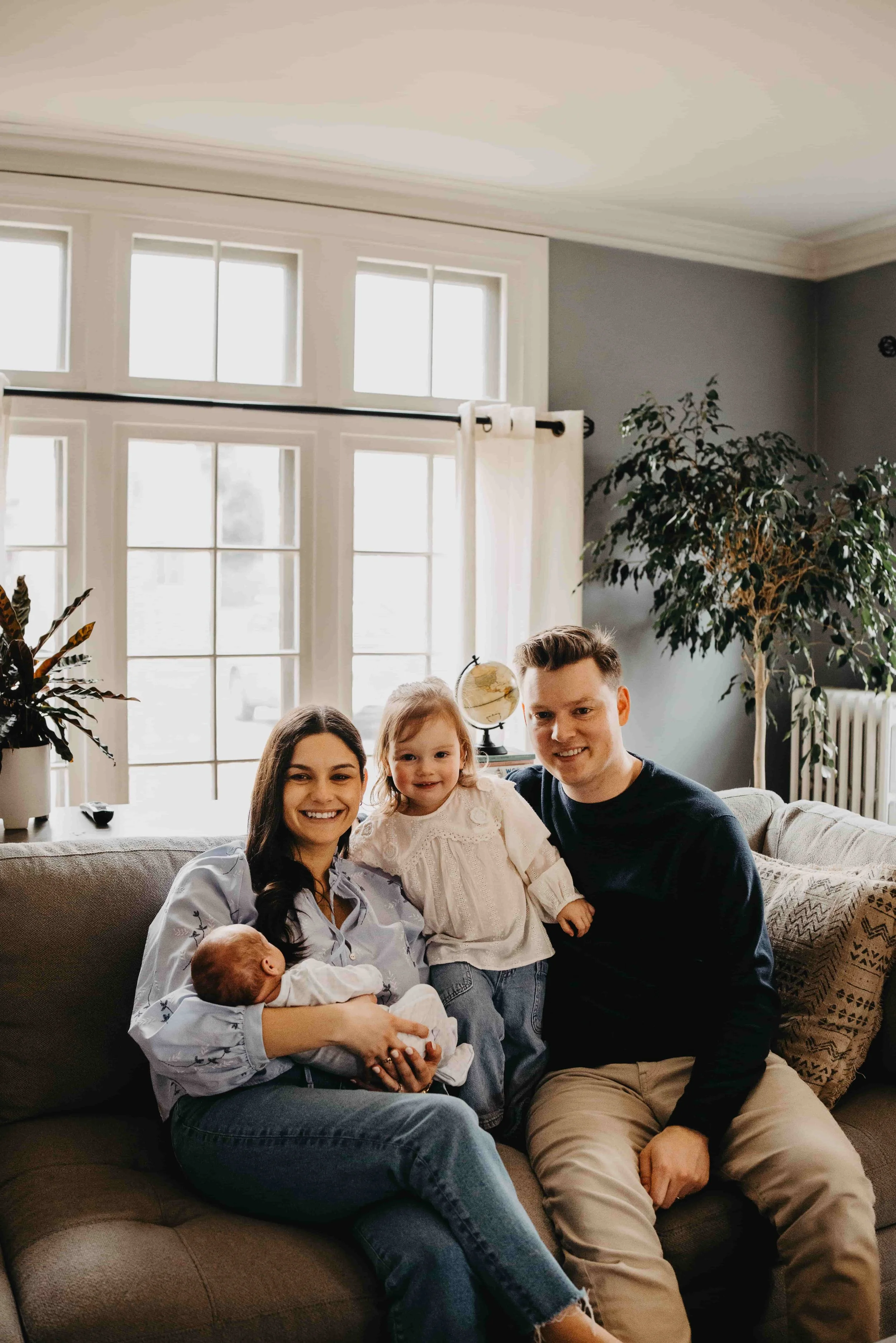 Newborn baby portrait natural light Lakewood Ohio home