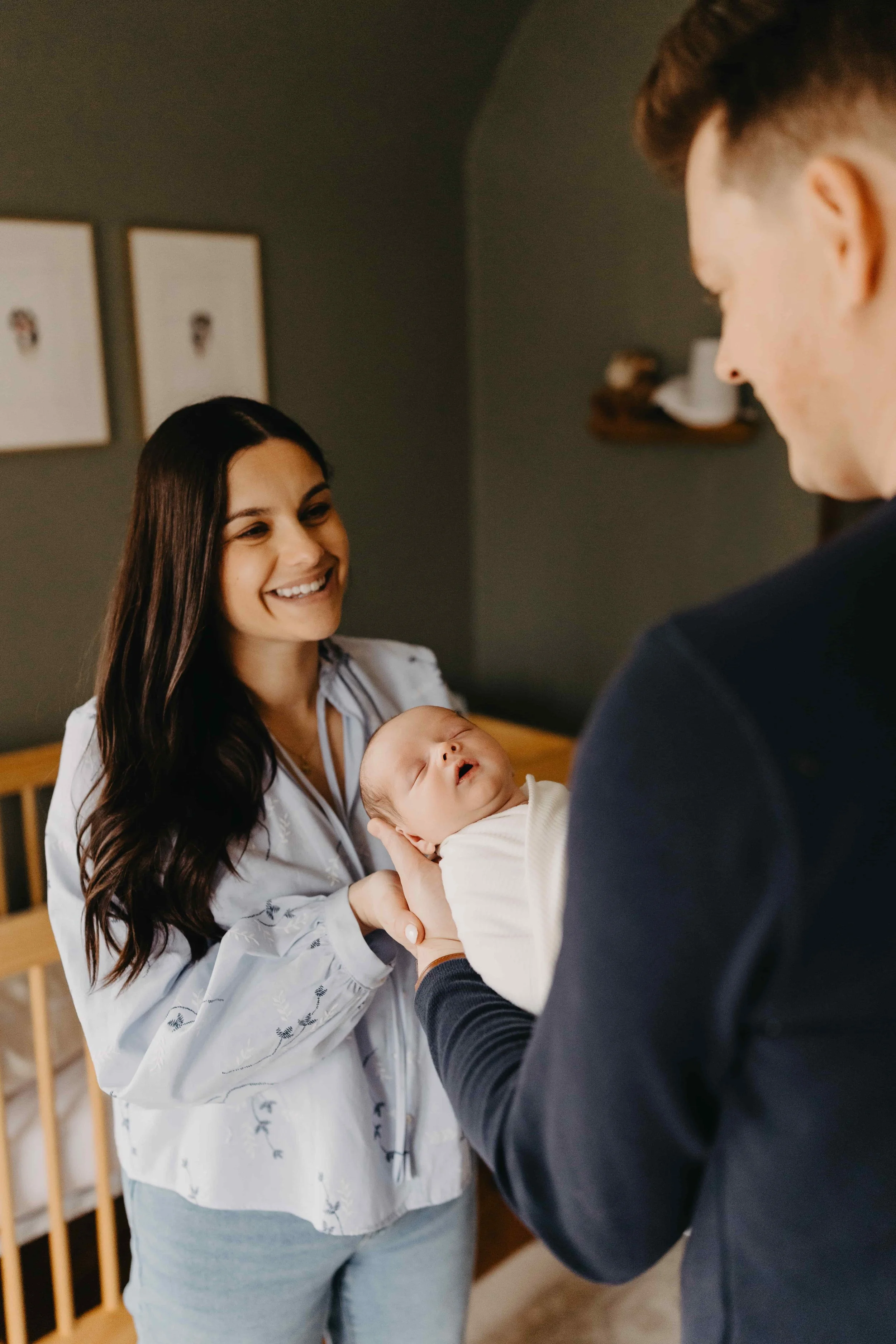 Cleveland family with newborn during in-home photography session