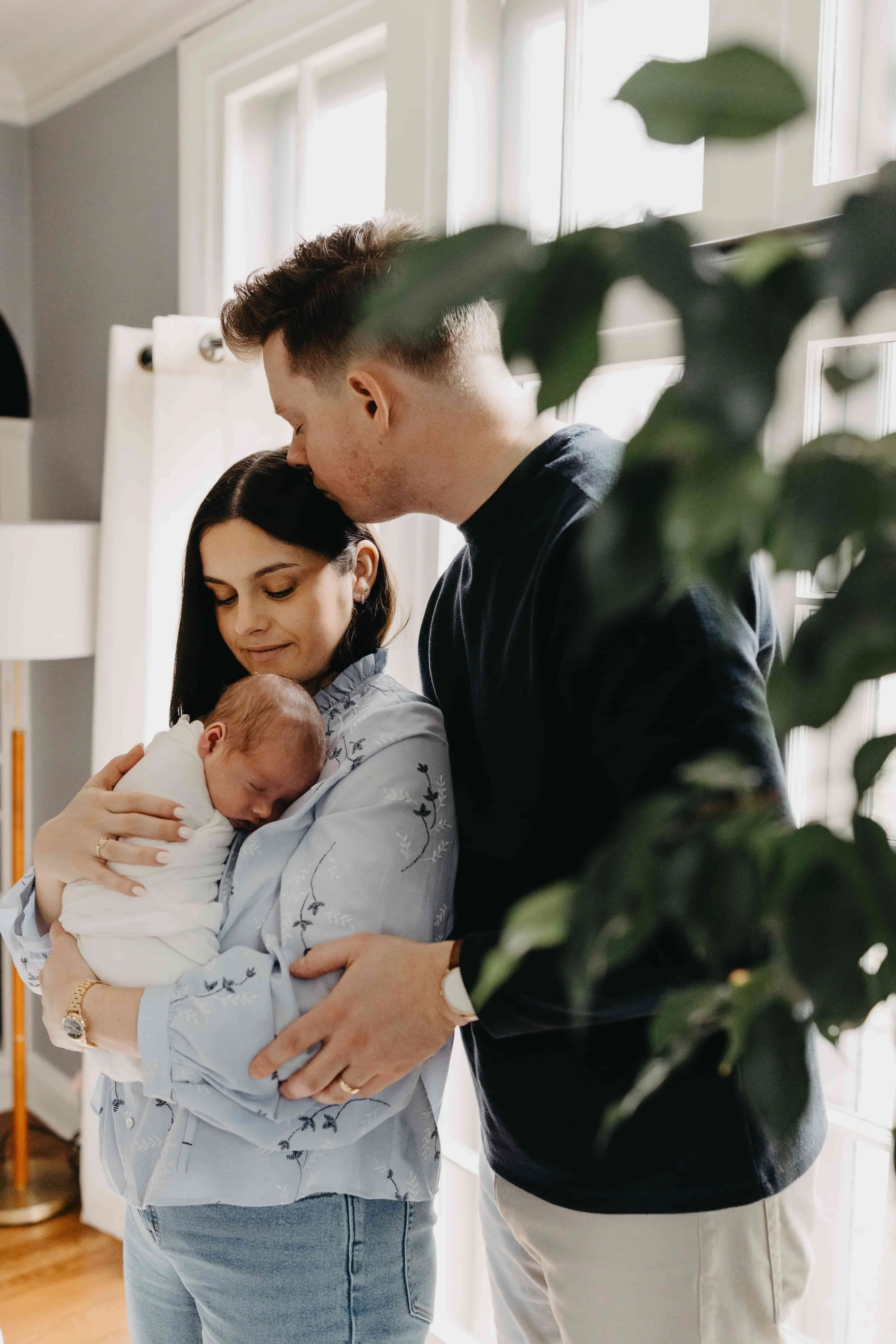 Newborn baby portrait natural light Lakewood Ohio home