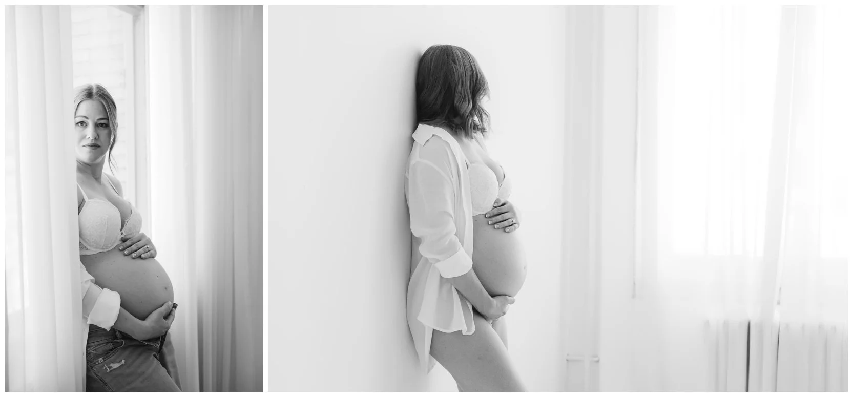 Fine art studio maternity portrait of an expectant mother in Cleveland, Ohio