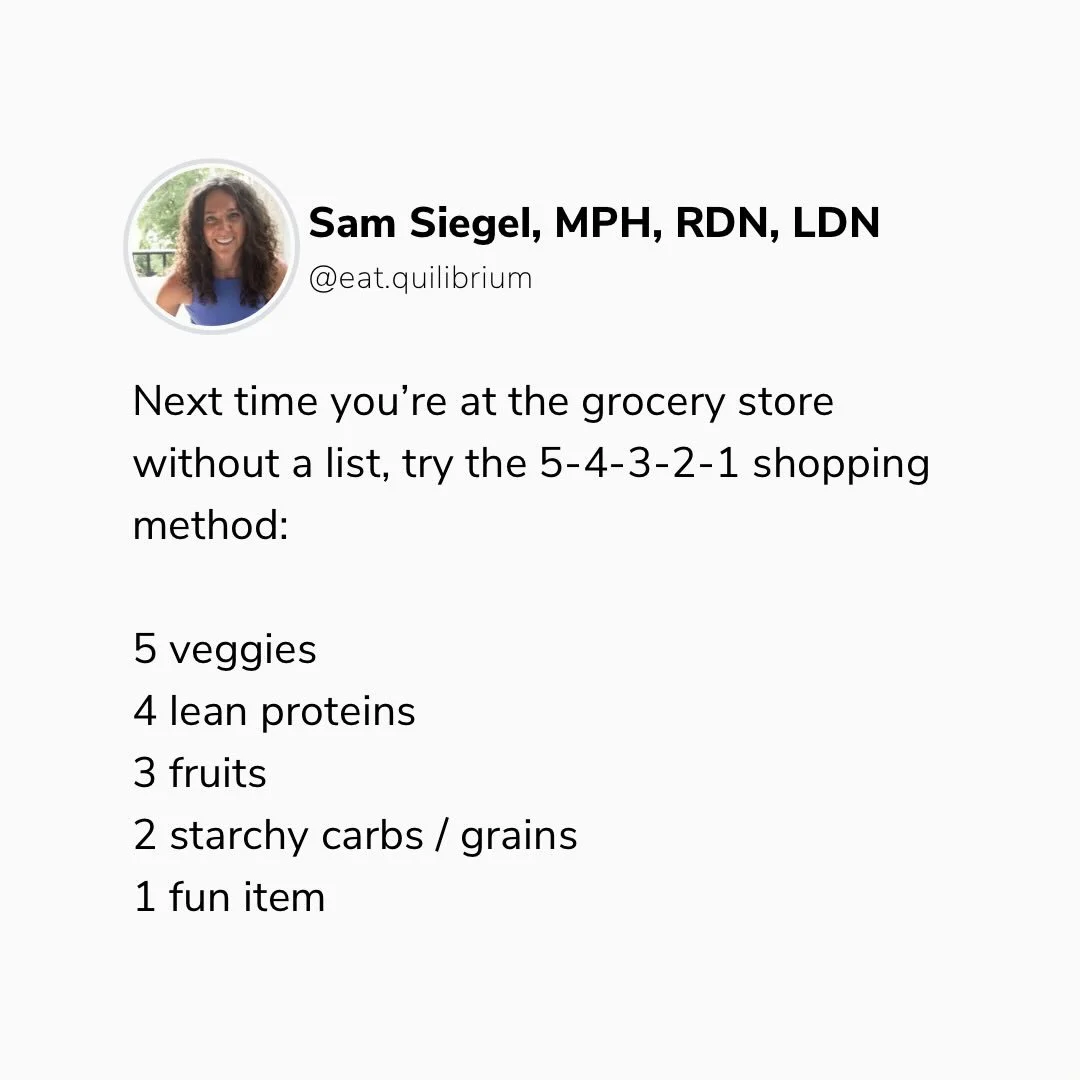 I&rsquo;m frequently asked for tips around grocery shopping, and the truth is different things work for everyone. If you&rsquo;re still trying to find what works for you, give this strategy a try!

A helpful reminder: fresh, frozen, and canned all co