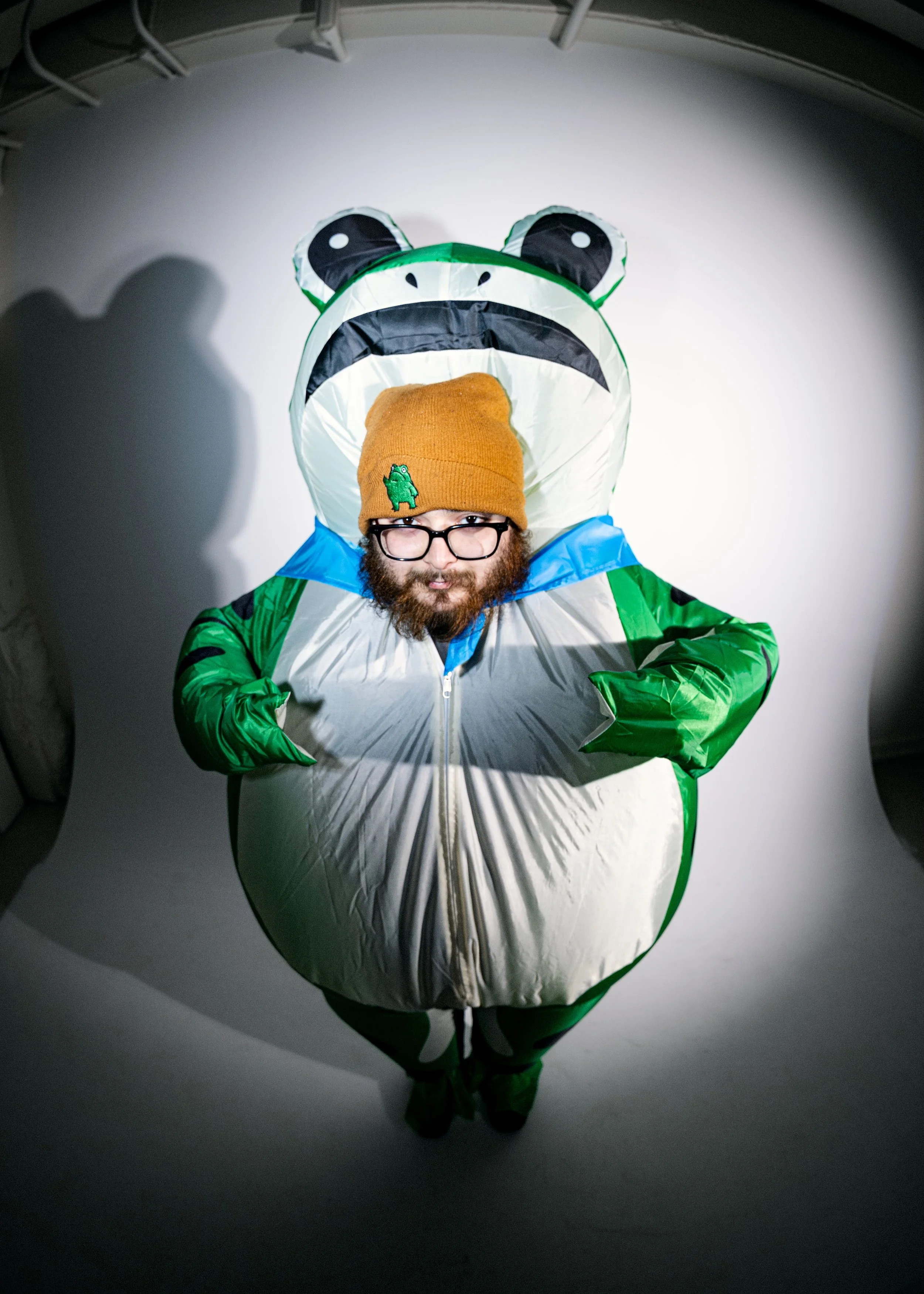 Seth Todd is @theantifascistfrog on instagram. The original inflatable frog costume at the ICE protests in Portland, OR.