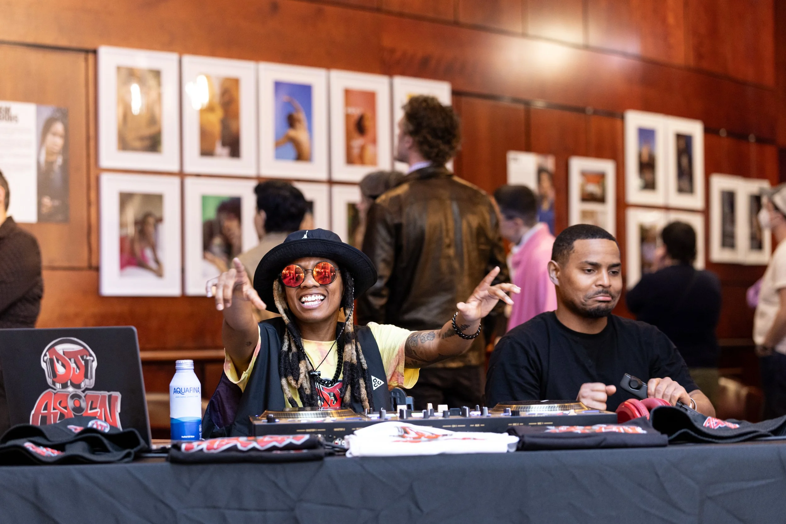 DJ smiling at Framing Our Presence event at Portland 5 Winningstad Theater in Portland, Oregon. Event Photography bu JP Bogan.