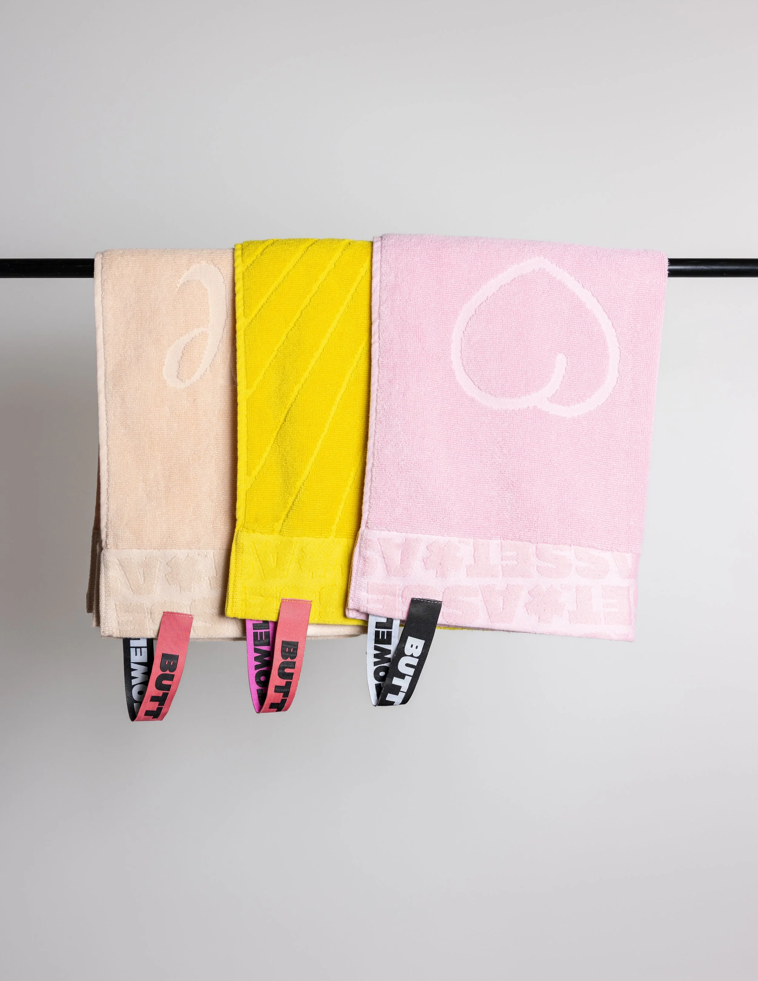 Colorful towels product photography in a studio by Portland, Oregon product photographer, JP Bogan. PDX Product Photography at SumSum Productions studio.
