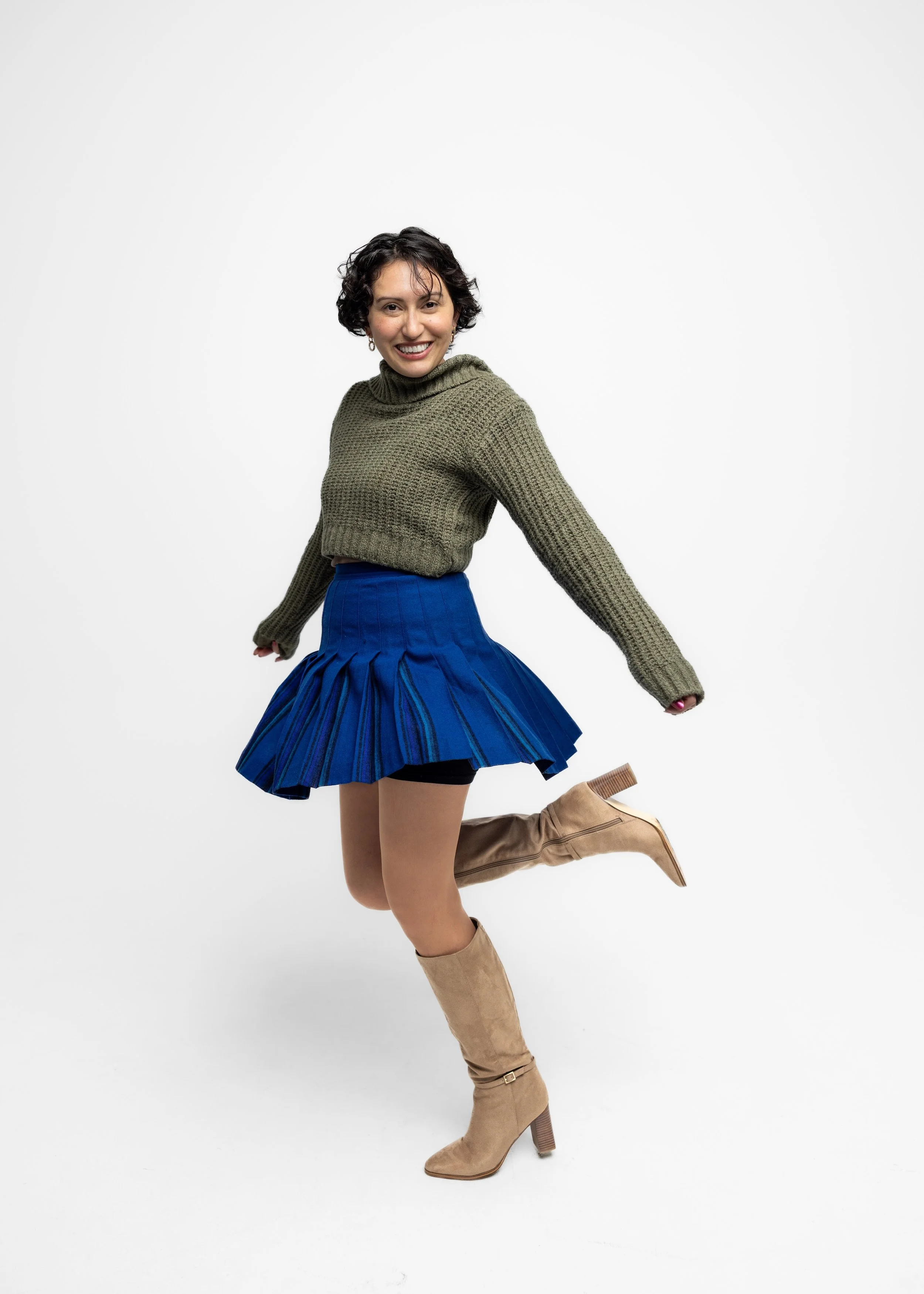 Comedian Andrea Menchaca portrait in studio for Willamette Week.