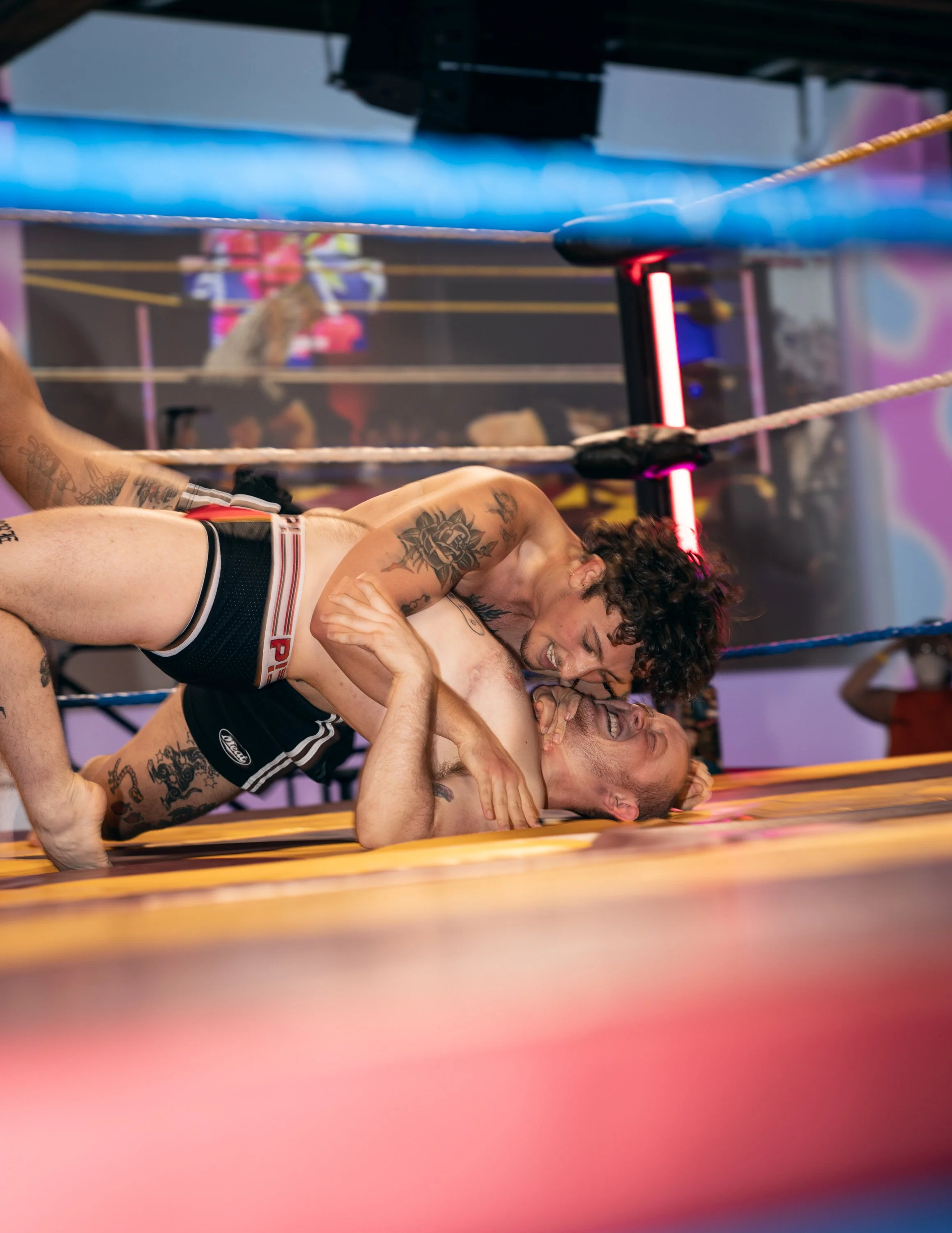 Two trans wrestlers going for the pin at TBOY Wrestling in Portland, OR.