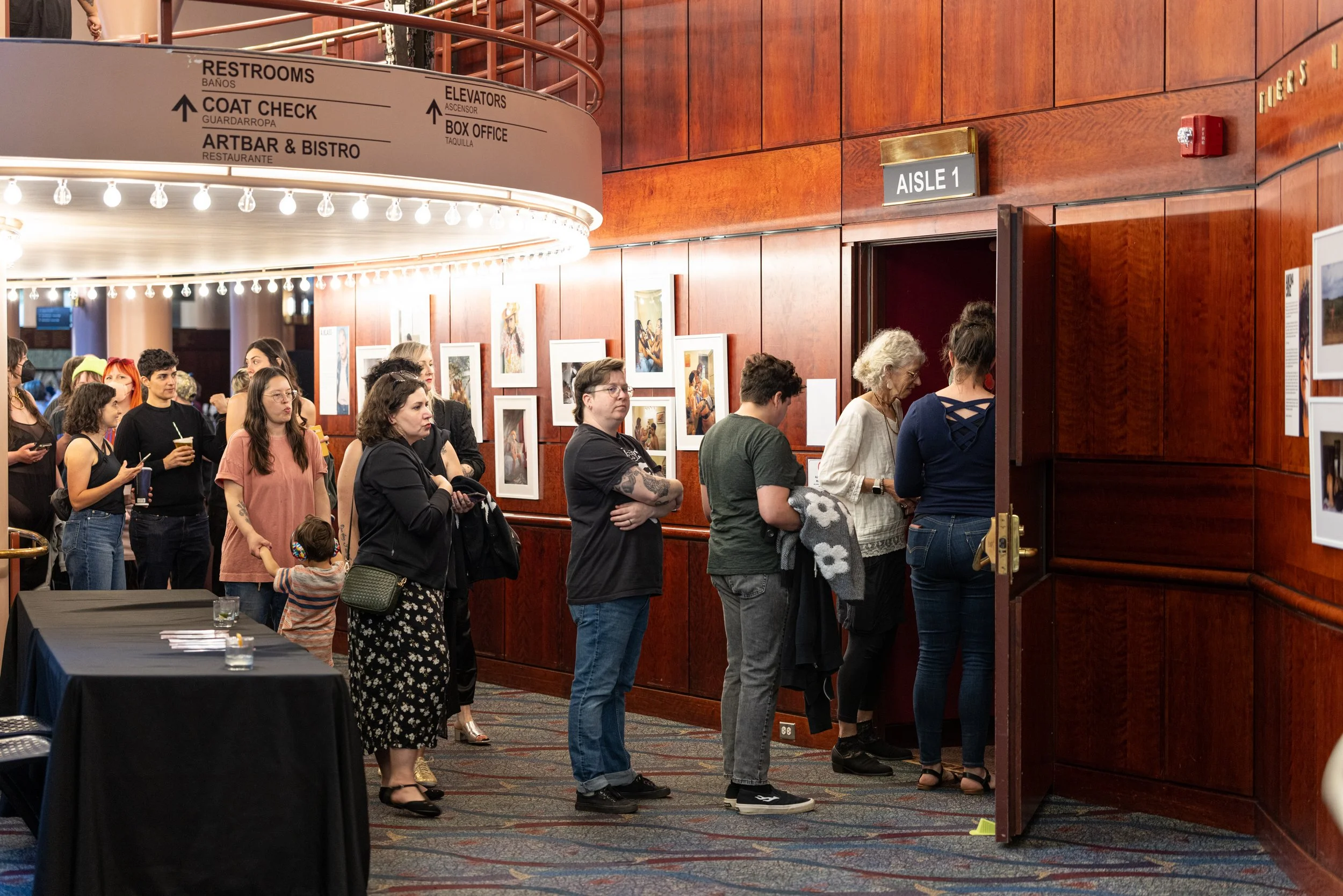 Crowd entering Framing Our Presence event at Portland 5 Winningstad Theater in Portland, Oregon. Event Photography bu JP Bogan.