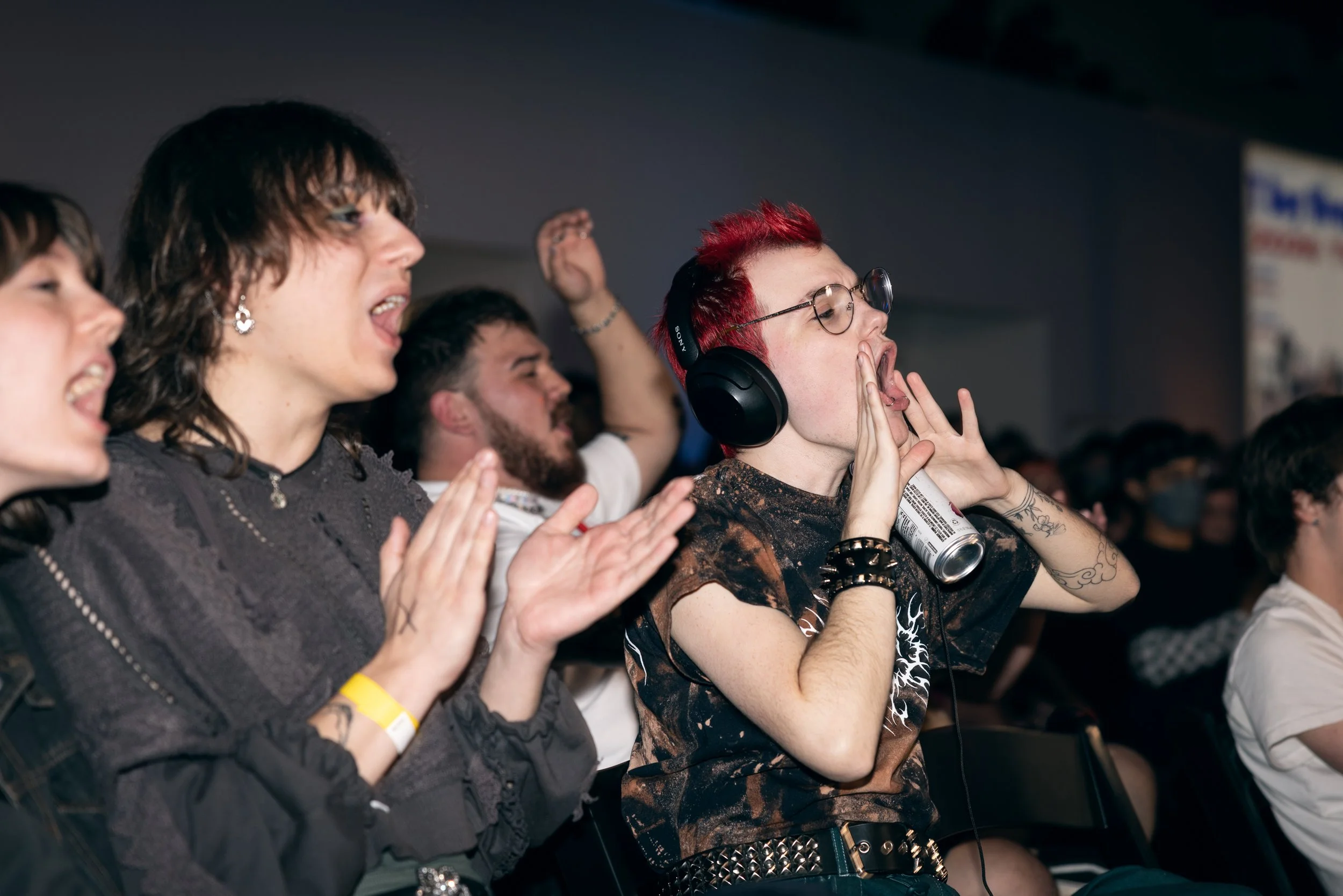 The crowd cheering and going ballistic at TBOY Wrestling in Portland, OR.