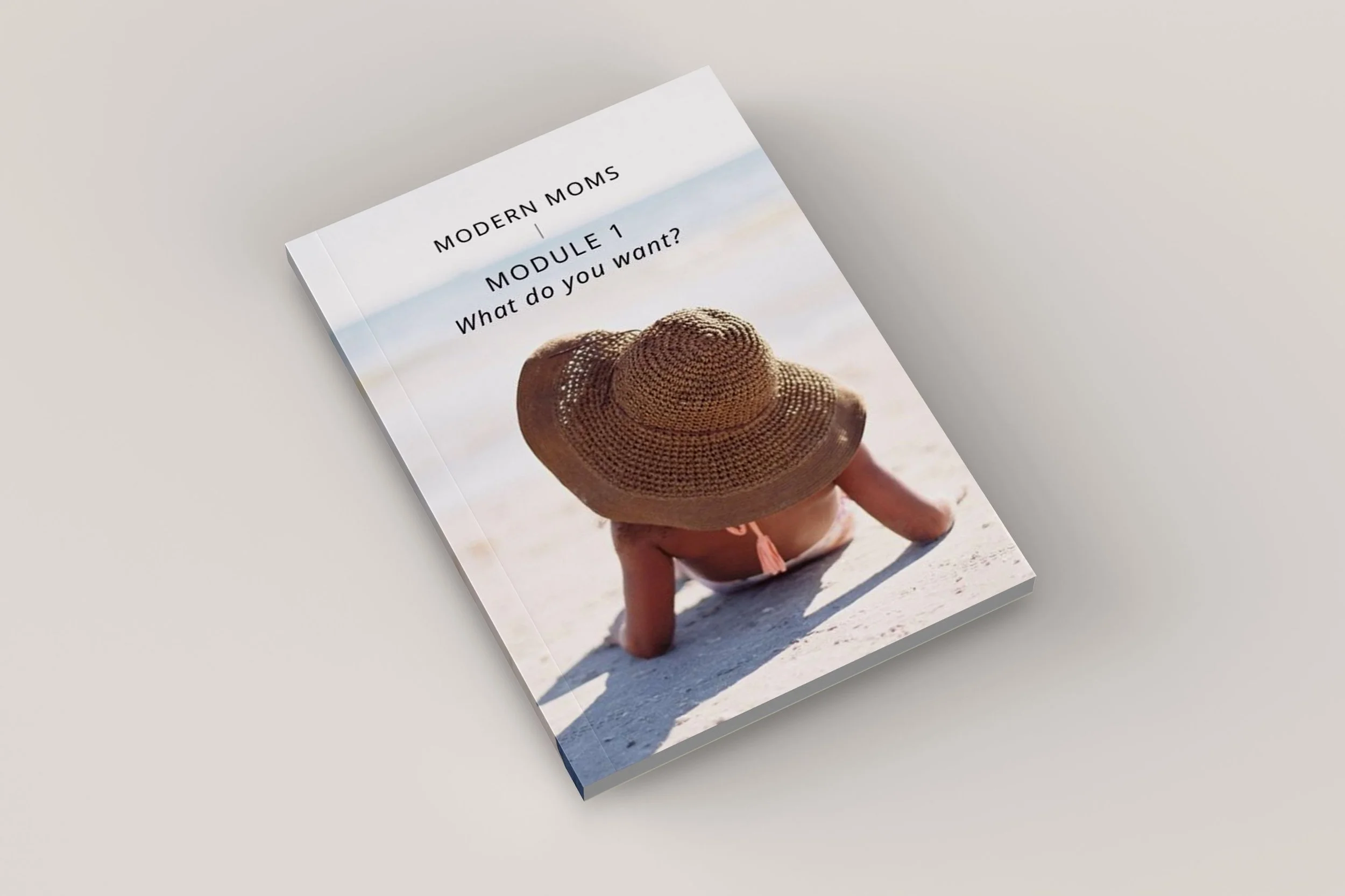 Minimalist ebook coaching empowerment course, showing a woman in a sun hat on the beach with clean typography and calm, aspirational design.