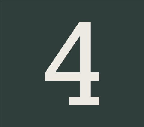 White number 4 on a dark gray background.  Field Day Designs brand elements featuring clean typography, balanced composition, and intentional design that reflect clarity, confidence, and collaborative c