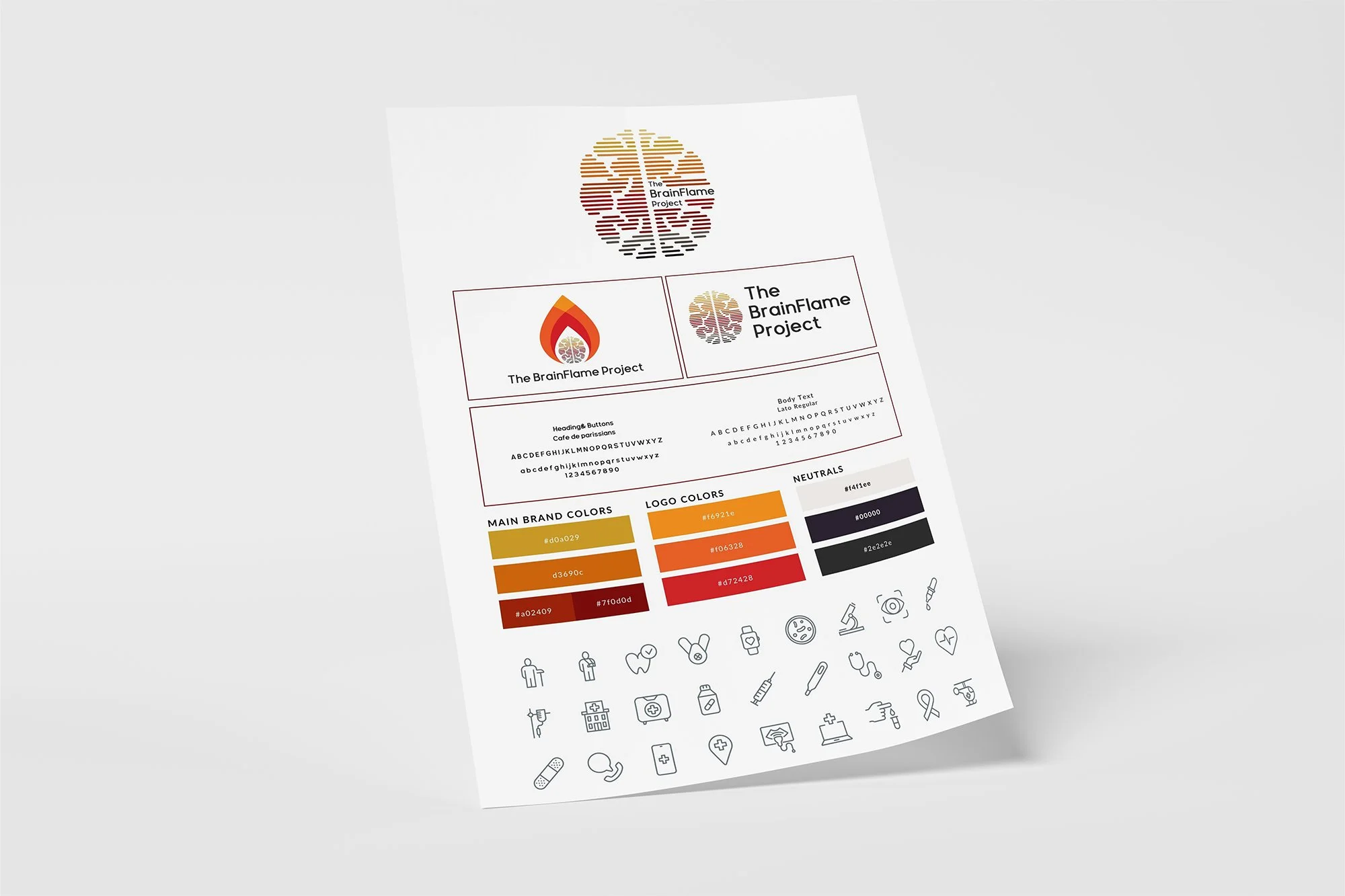 Field Day Designs brand identity for a creative project featuring warm gradient colors, flame‑and‑brain symbolism, and intentional design that blends innovation with emotional connection.