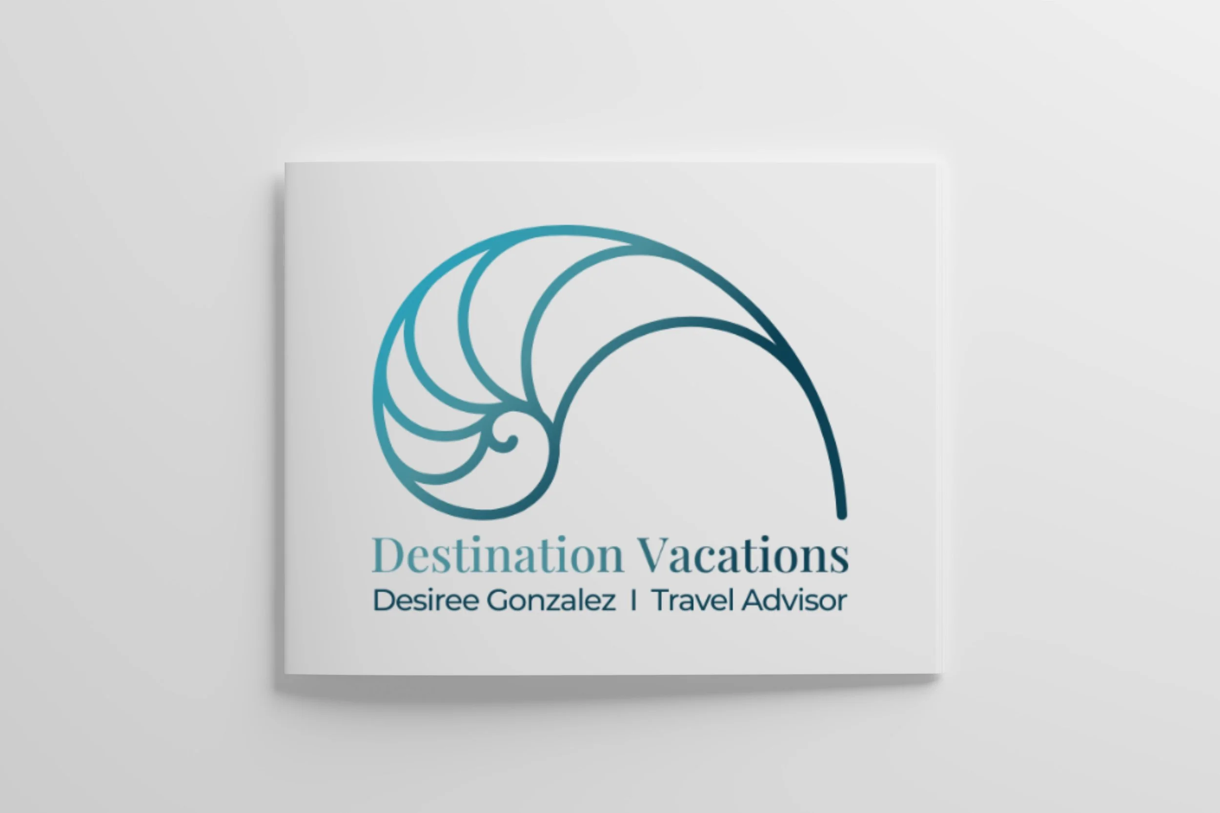 Field Day Designs brand identity for a travel advisor featuring featuring a logo with a stylized seashell, color palette swatches, and images of beaches and travel scenes.