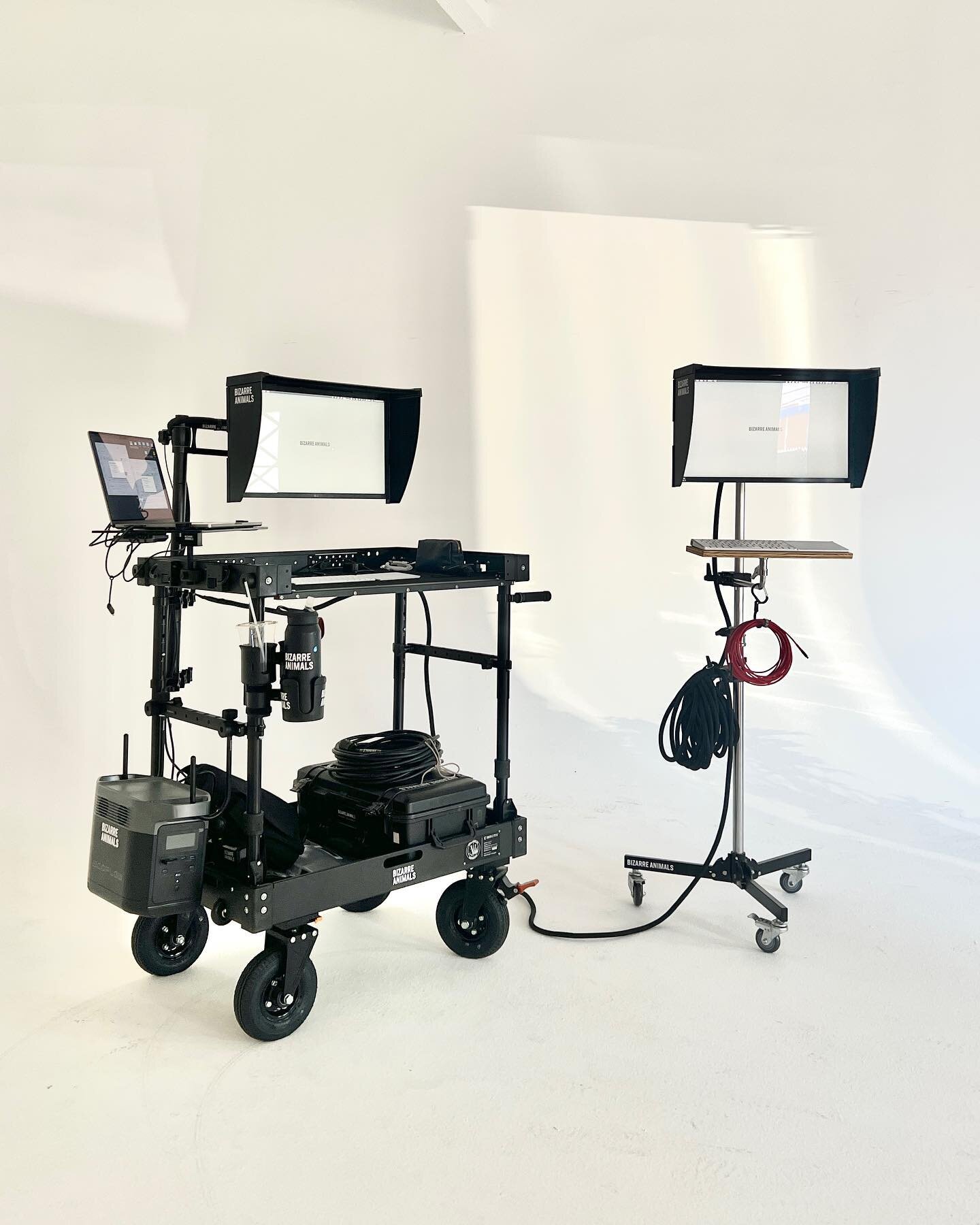 Cart on set today with the thunderbolt photographer&rsquo;s station on a 50&rsquo; optical cable run.