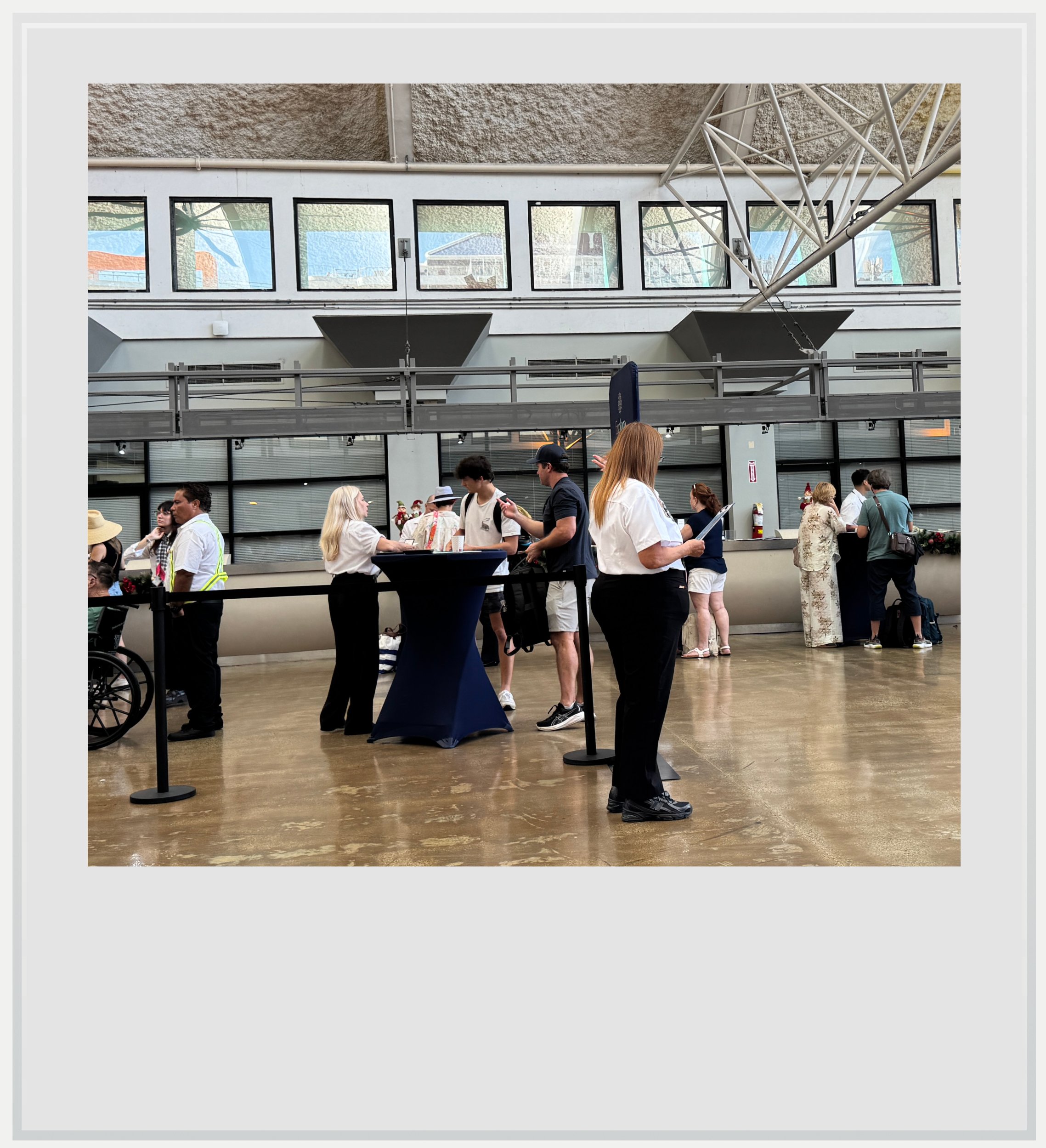 The Explora Journeys check in area in San Juan.