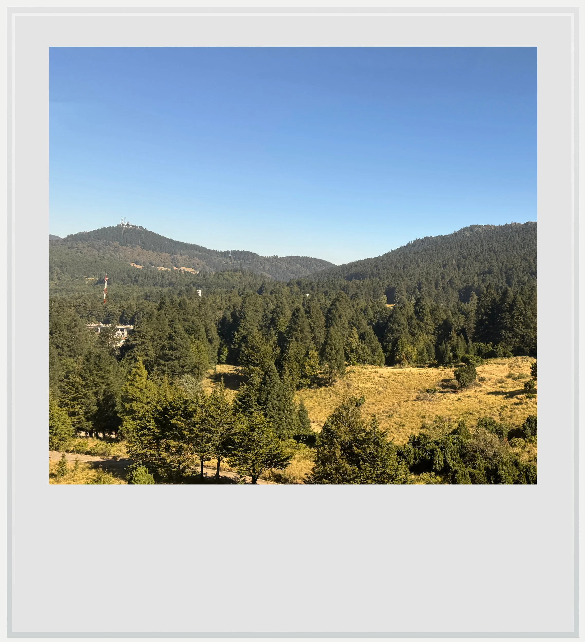 The scenery past the Sierra de las Cruces tunnel, on the way to Toluca, Mexico.
