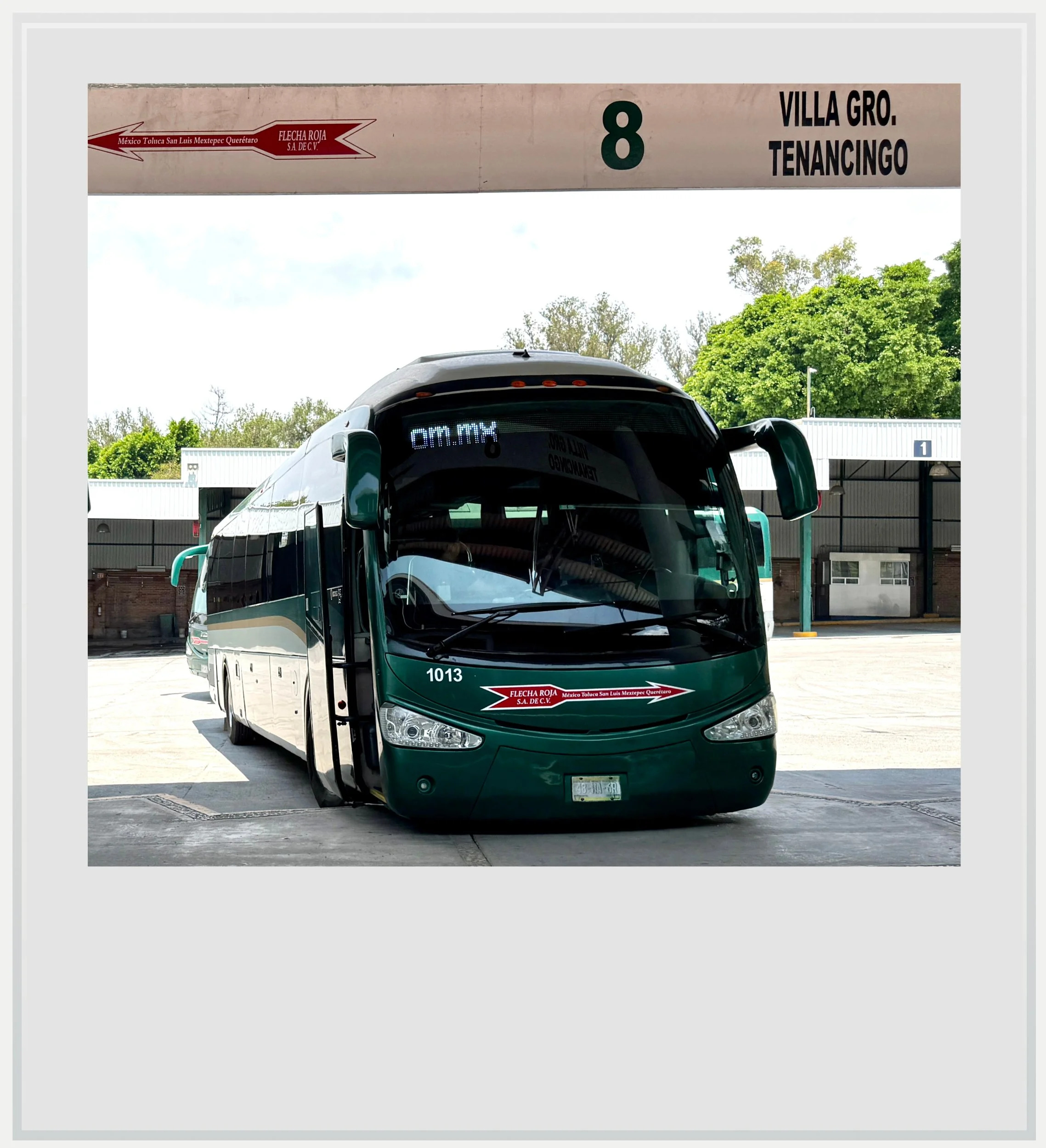 A Flecha Roja bus at Ixtapan's main terminal.