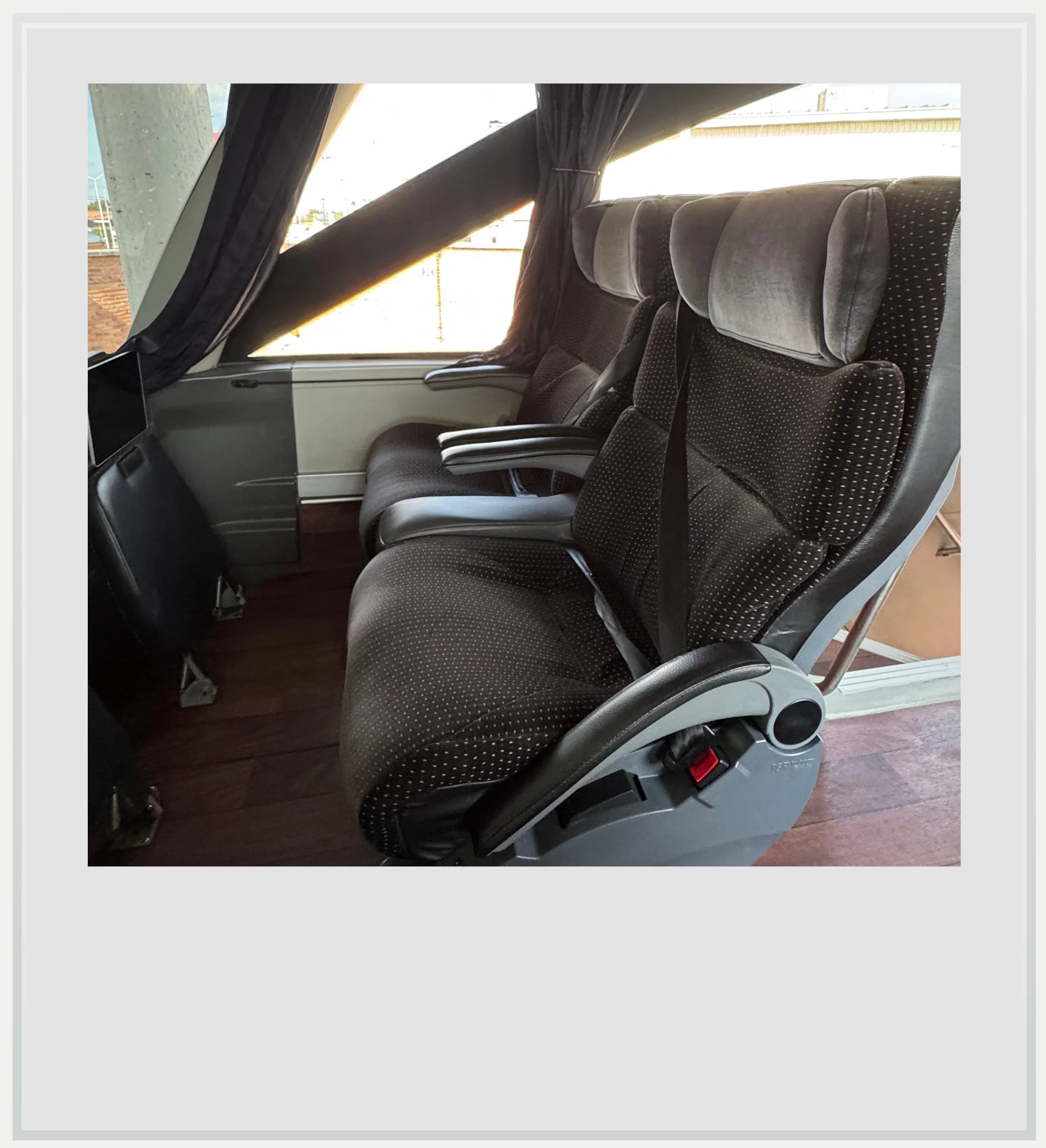 Seats on a luxury bus operated by ETN, in Mexico.