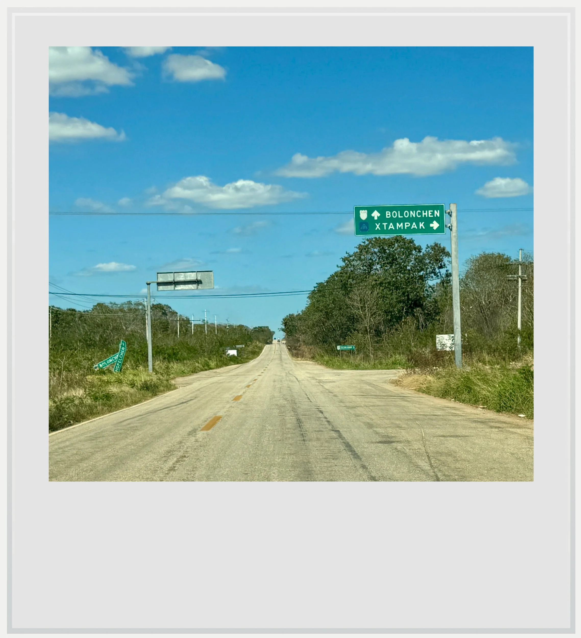 Turn off to Xtampak on highway 261 near Hopelchen, Campeche, Mexico.