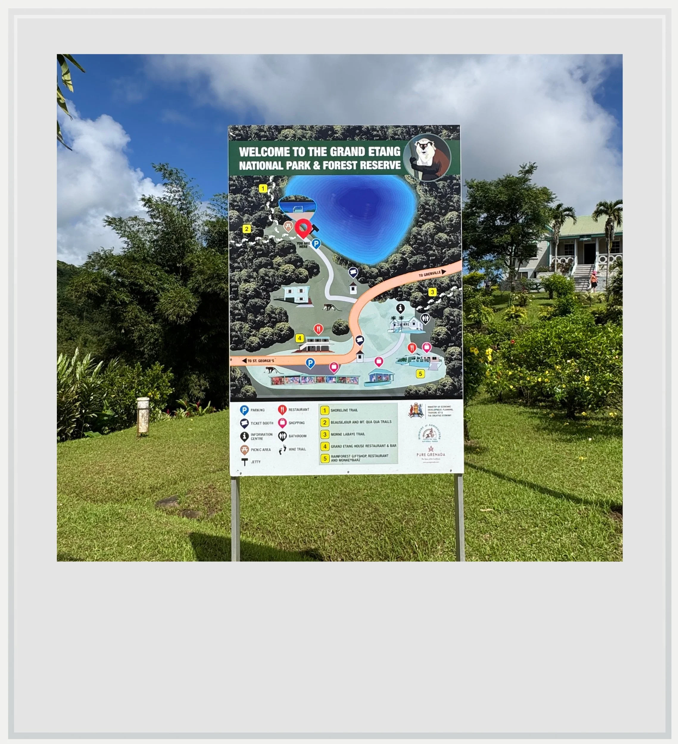 The sign at the entrance of Grand Etang national park in Grenada.