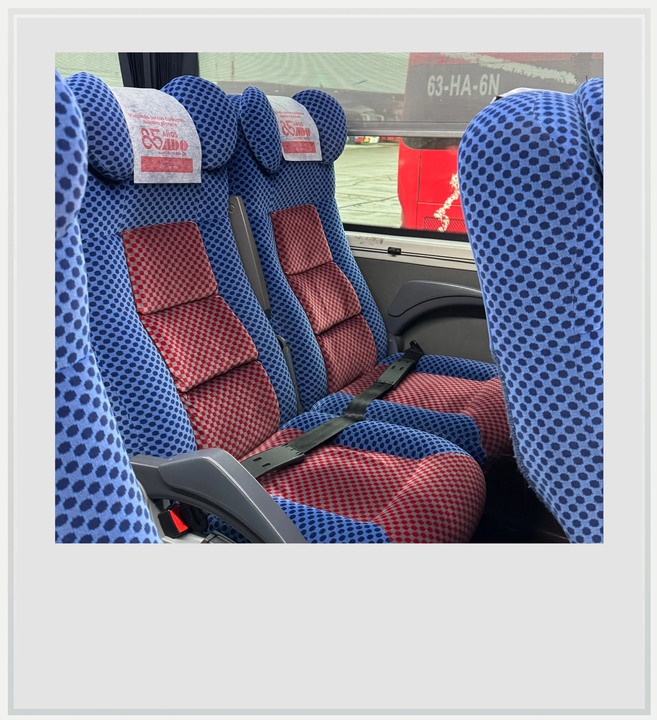 Seats in an ADO first-class bus.