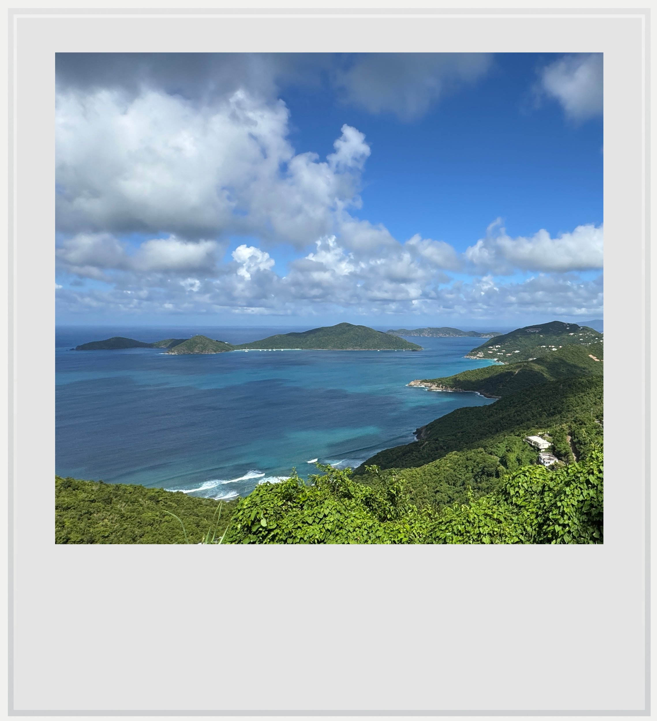 The sight from Ridge Road with Guana island in the background.