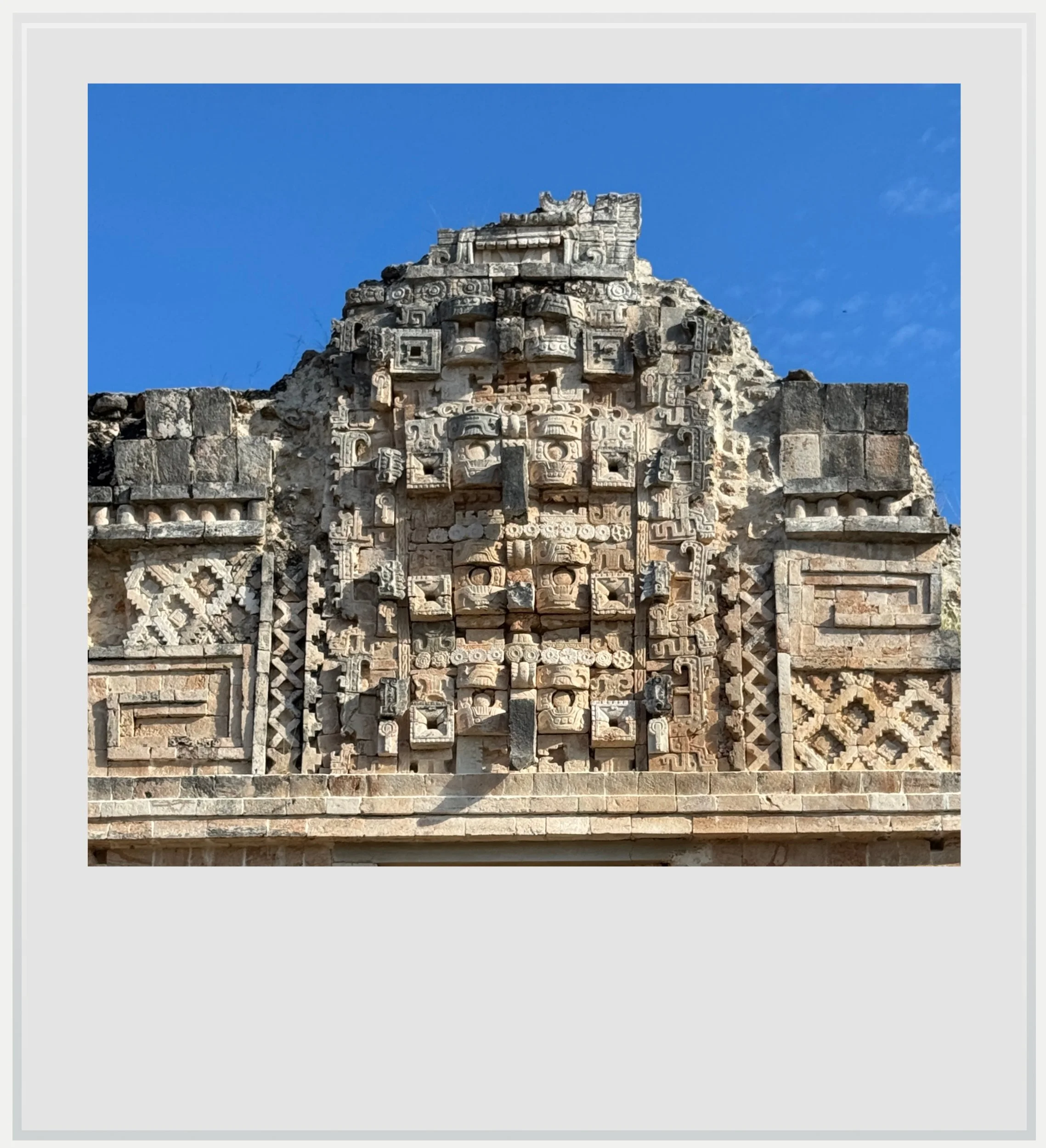 Chaac god motif in the Quadrangle of the Nuns in Uxmal, Mexico.