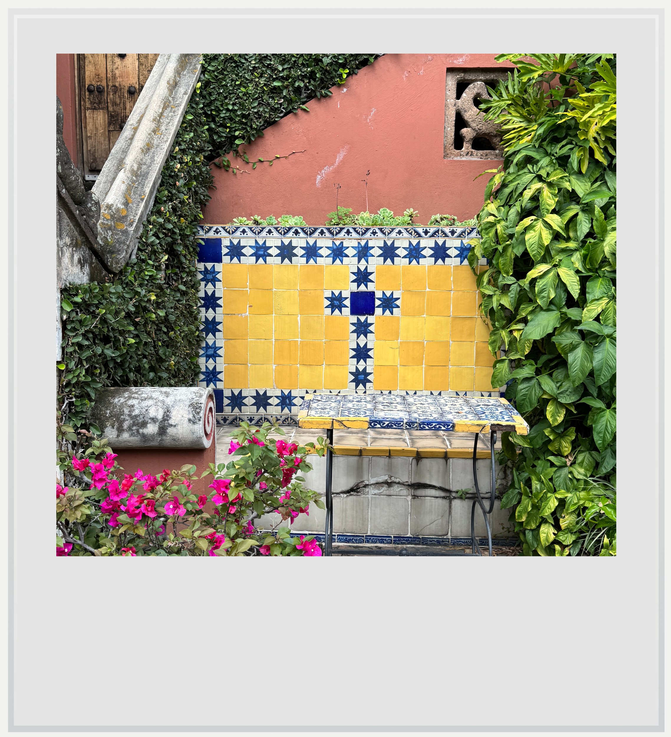A colorful bench in the Brady Museum in Cuernavaca, Mexico.