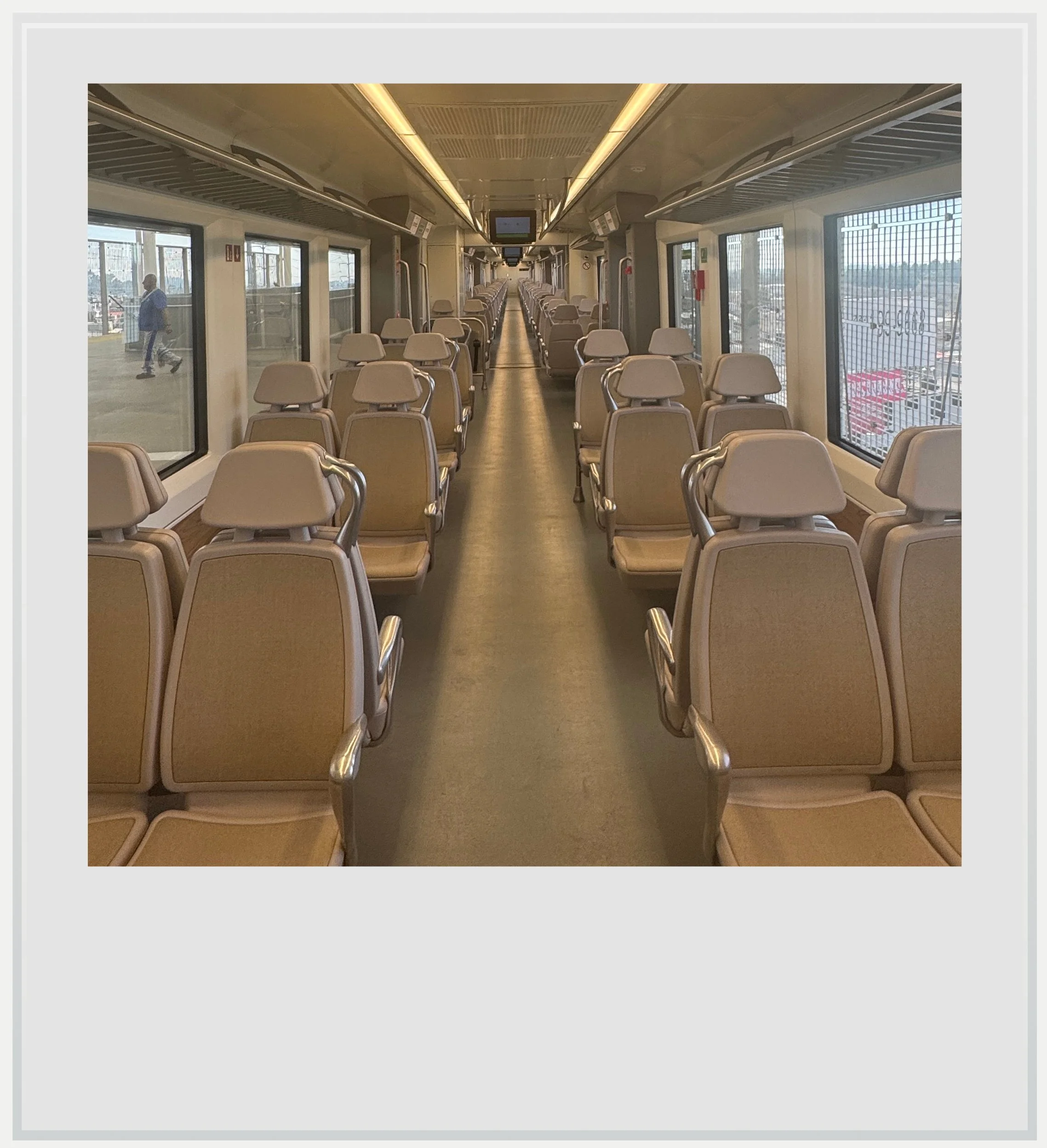 Seating inside the Insurgente train between Mexico City and Toluca, Mexico.