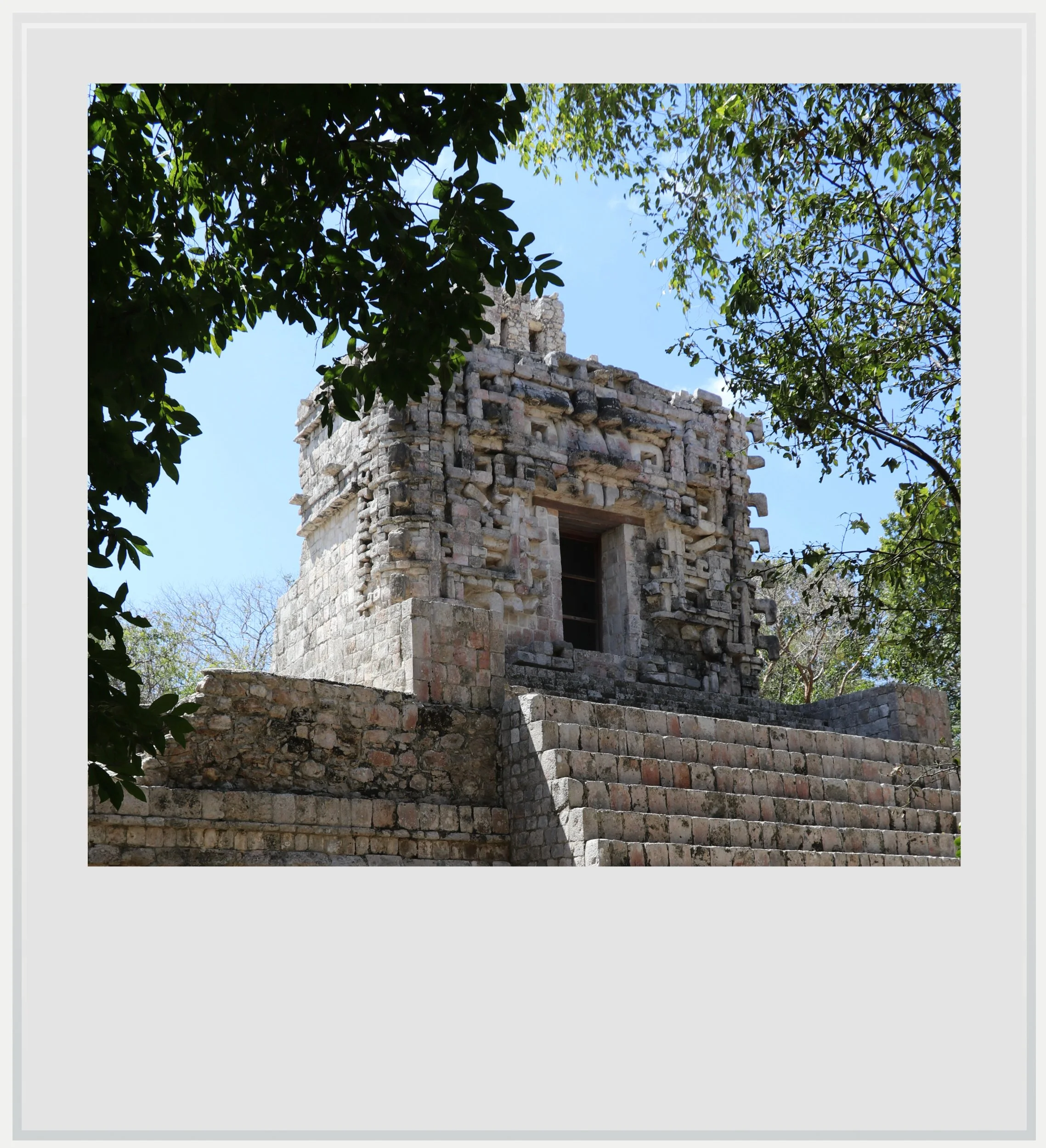 The Chenes door at top of El Tabasqueño's main temple, in Campeche, Mexico.