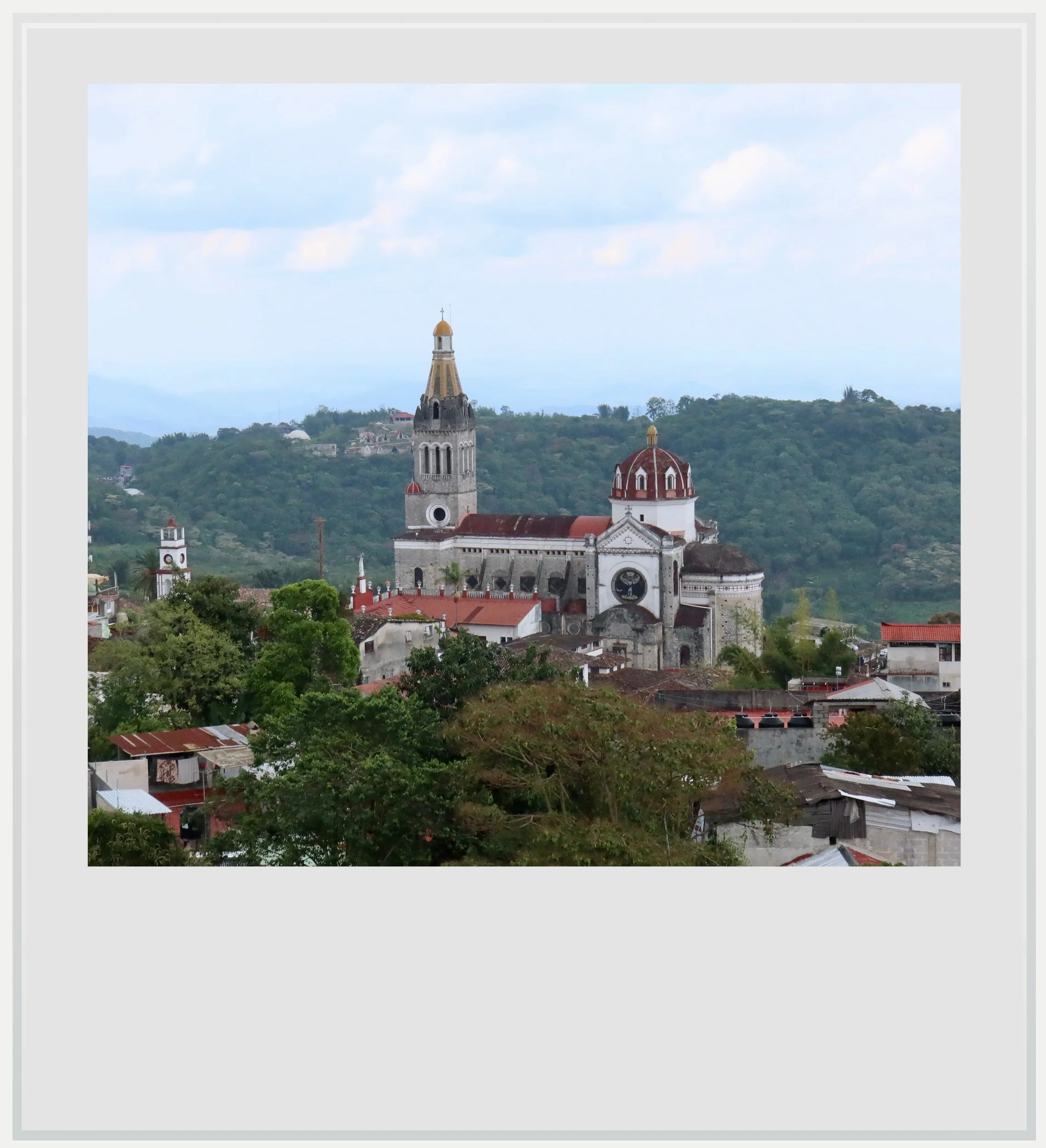 The San Francisco church, seen from Zapacoaxtla road, in Cuetzalan, Puebla, Mexico.