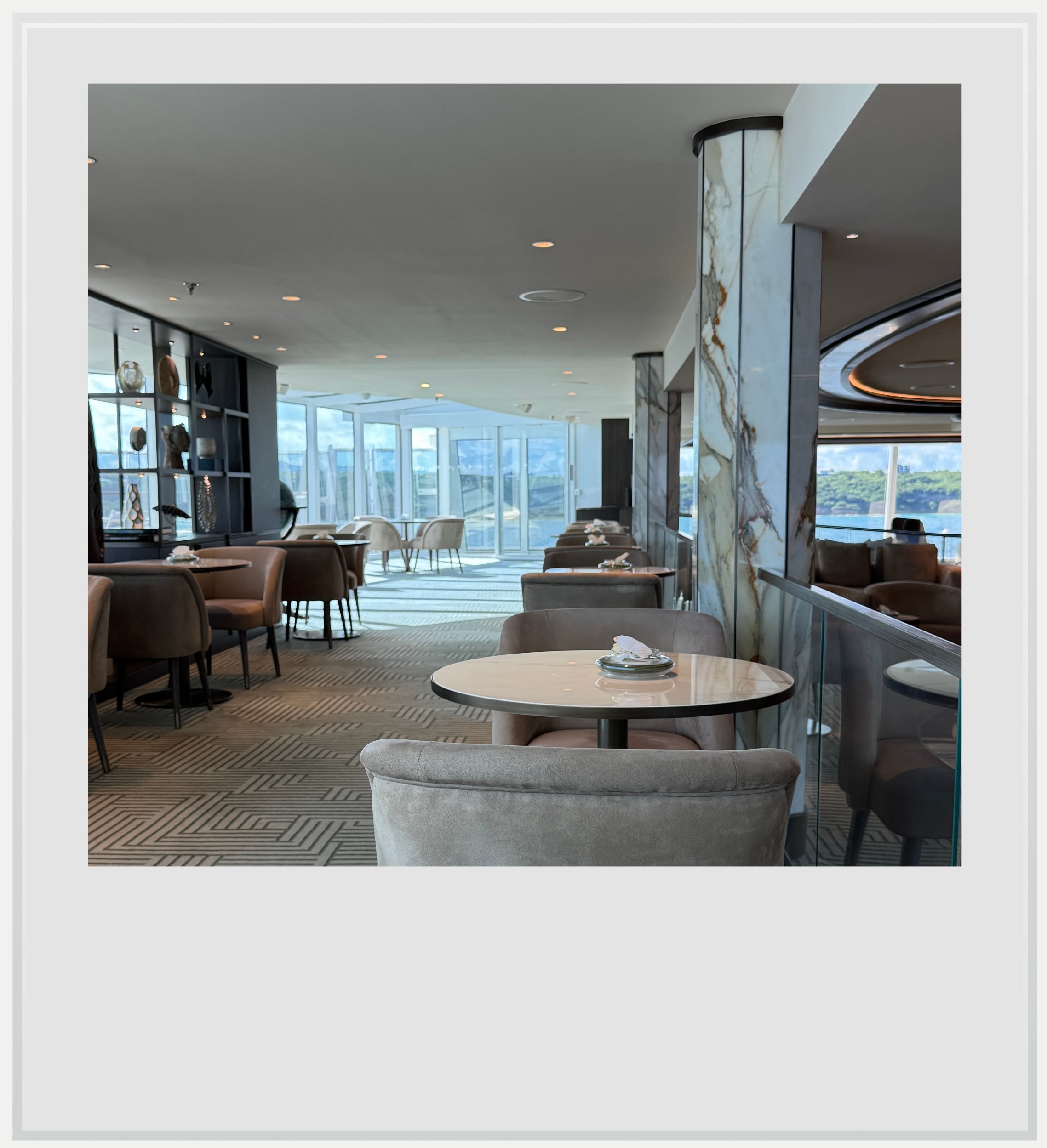 The Explora lounge on deck 11 of the Explora I ship.