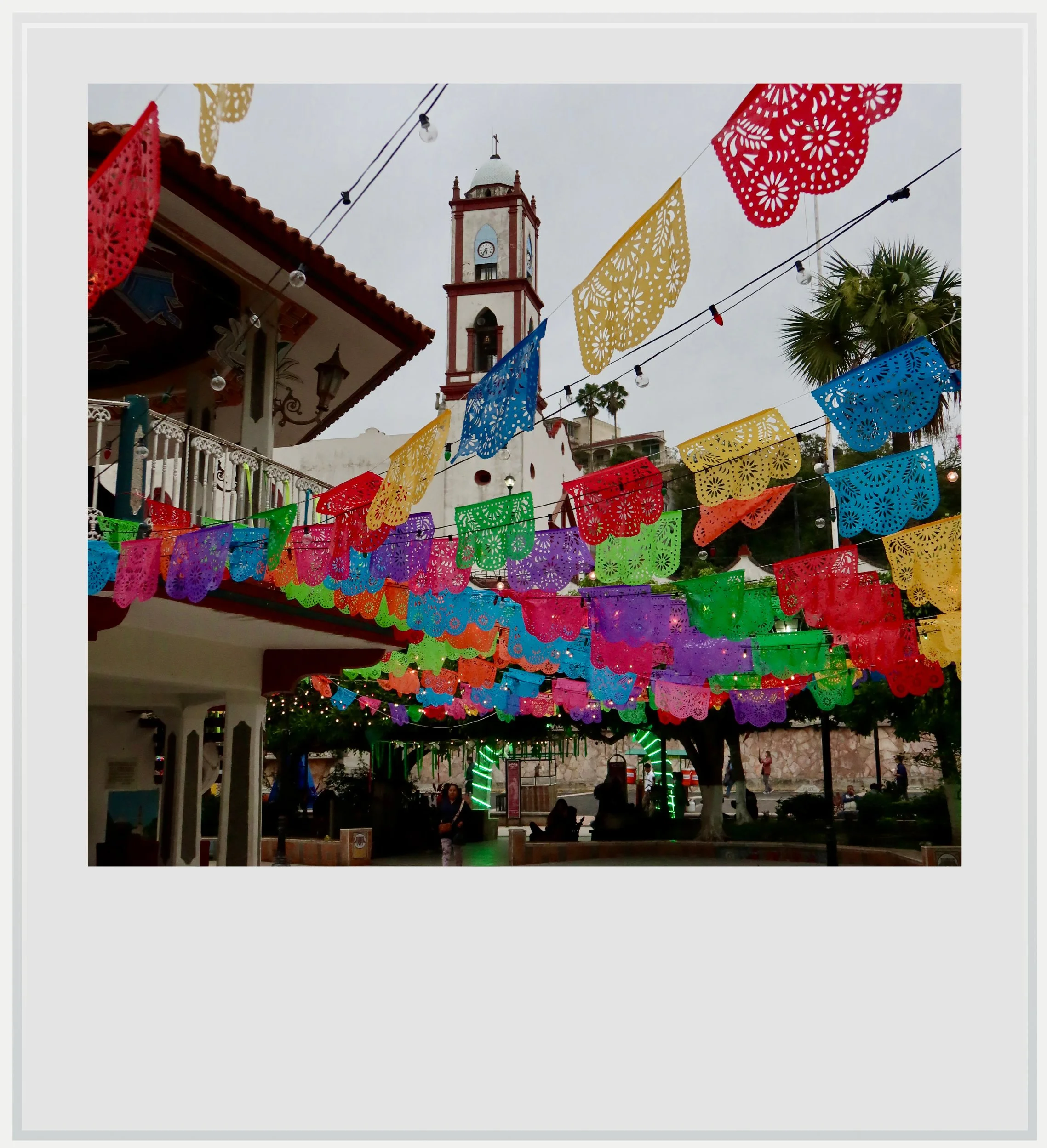 Papantla's main church and zocalo, in Veracruz, Mexico.