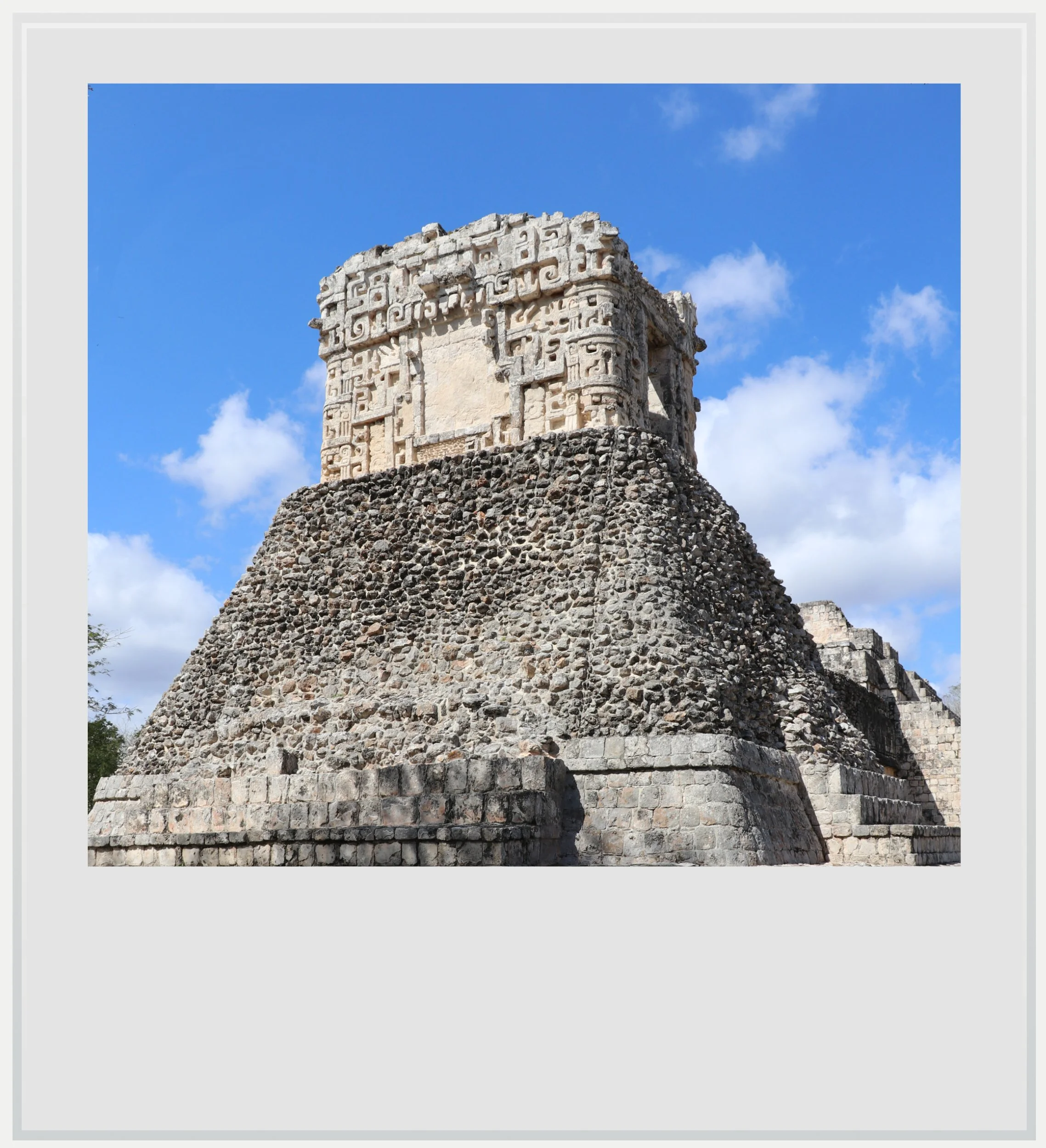 The western tower of Dzibilnocac in Campeche, Mexico.
