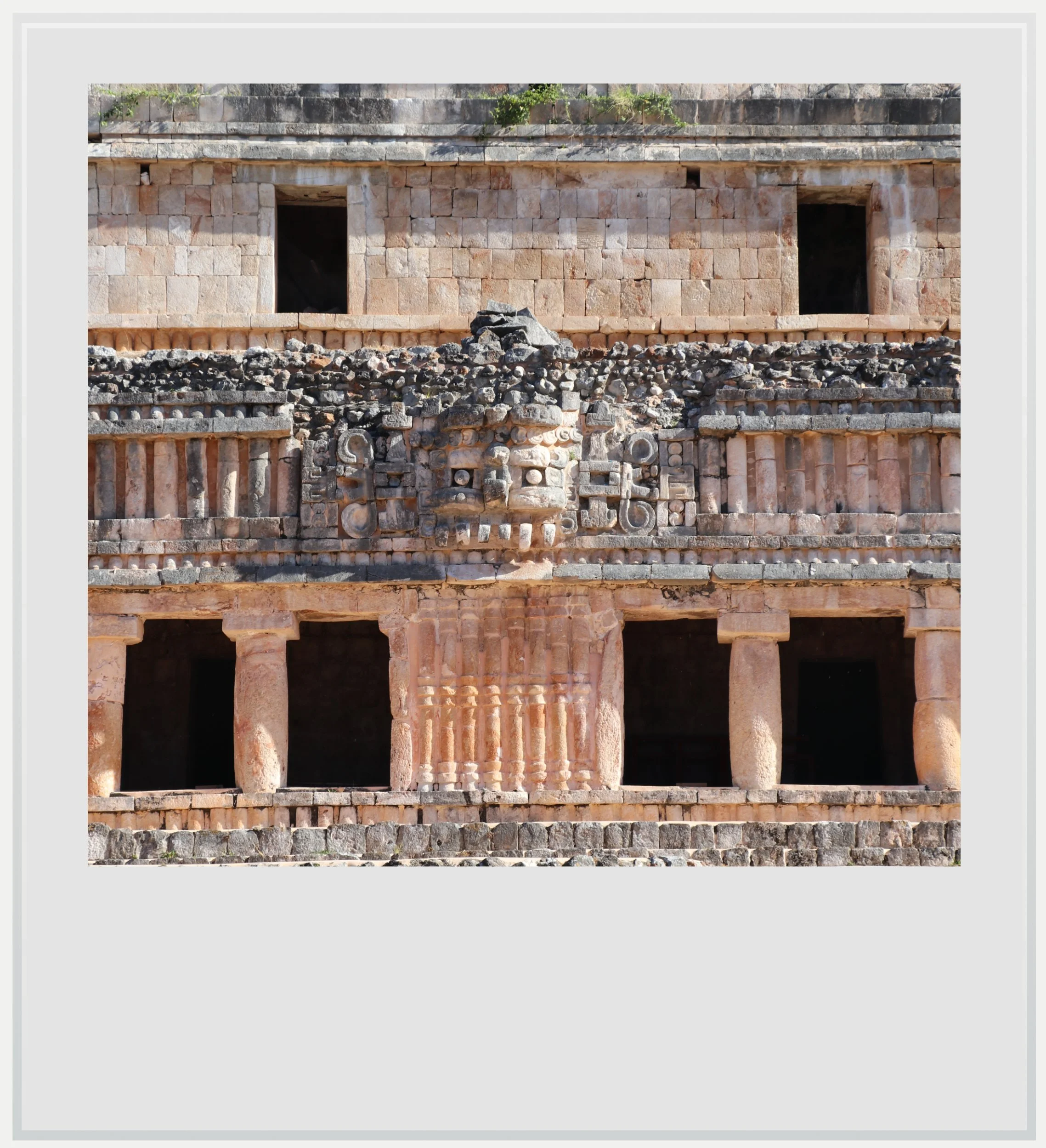 Chaac mask on the palace at Sayil, Yucatan, Mexico.