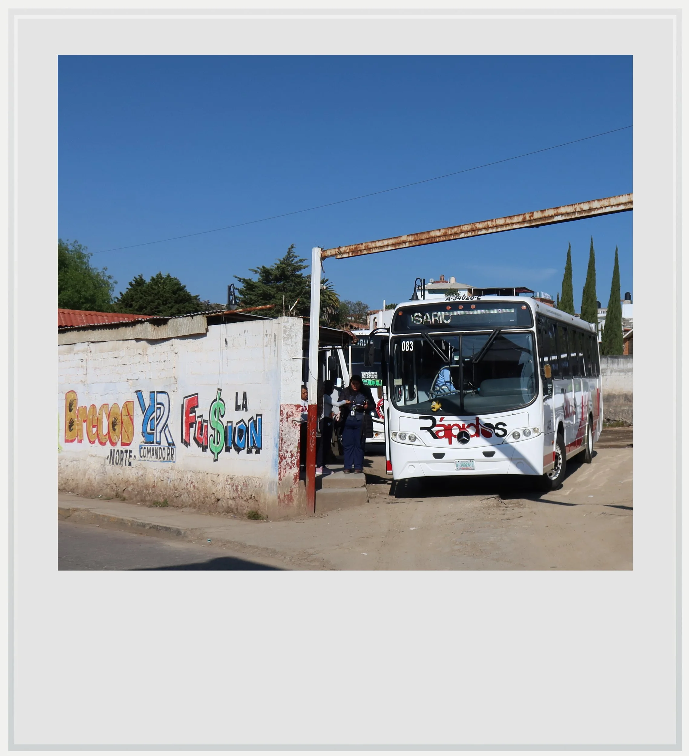 The bus depot in Villa del Carbon, Mexico.