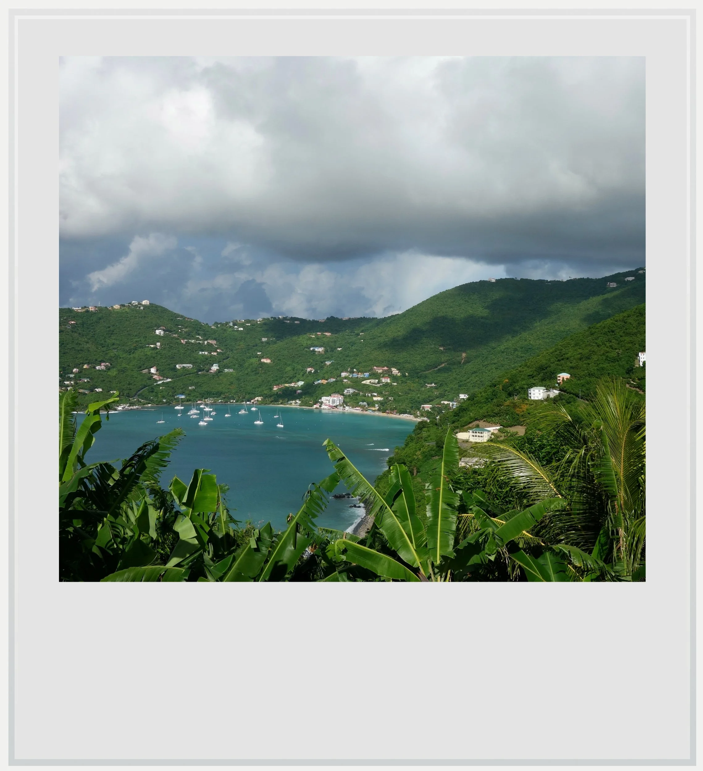 A view over Brewer’s Bay from Rudy’s Bar in Tortola, British Virgin Islands.