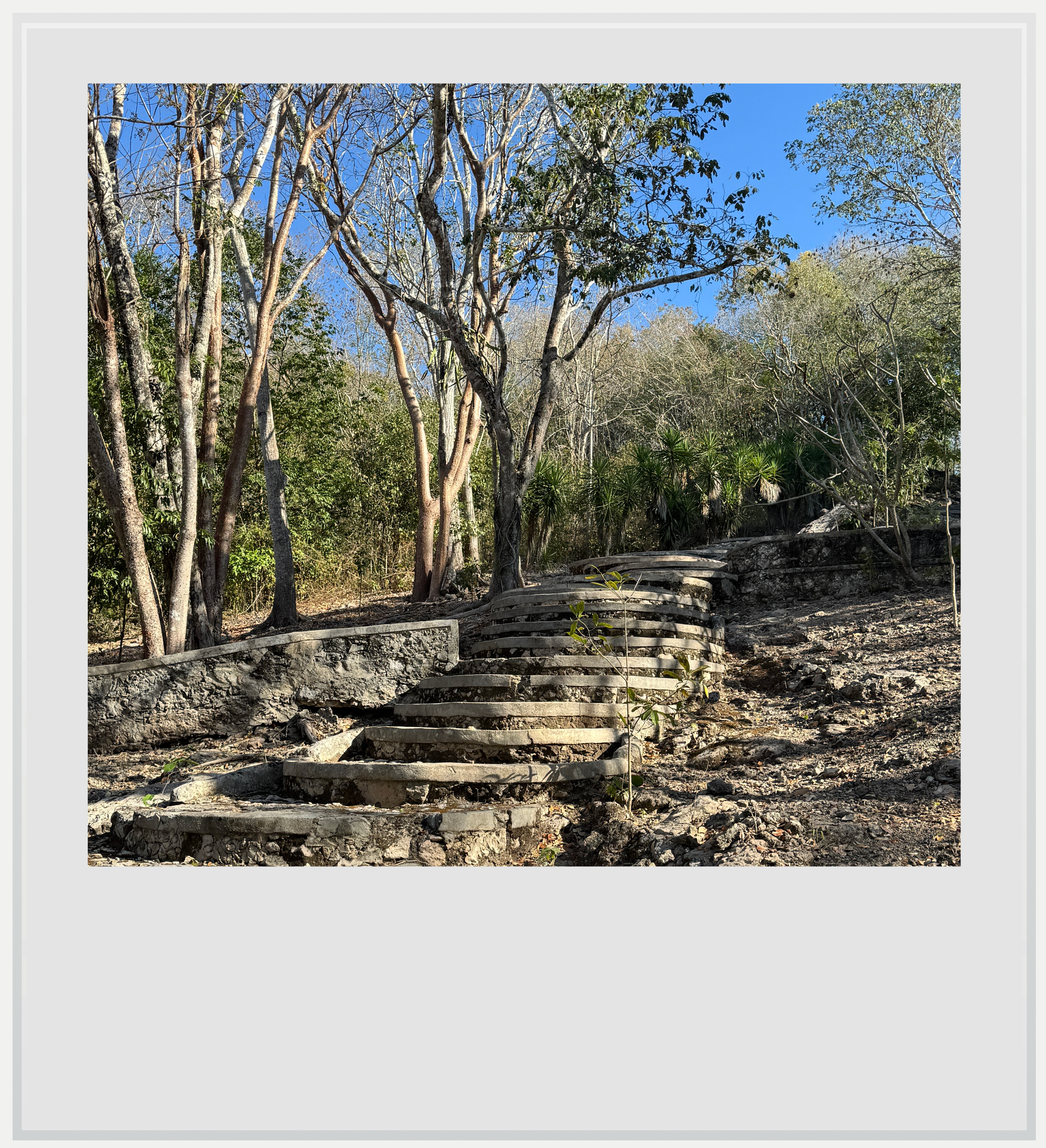 Stairs leading to the Hochob Maya site in Campeche, Mexico.