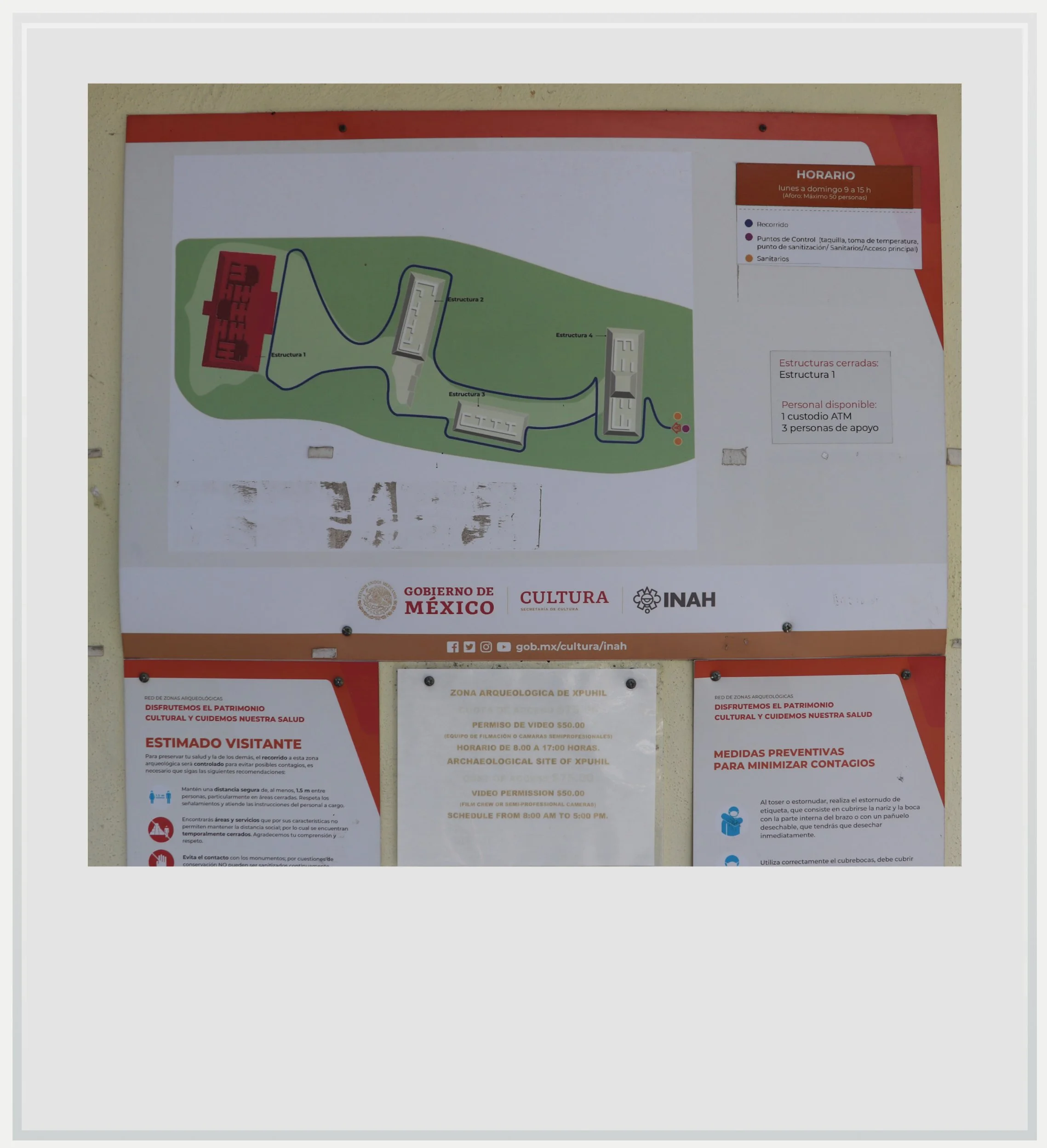 A map of the Xpujil, Campeche, Mexico archeological site.