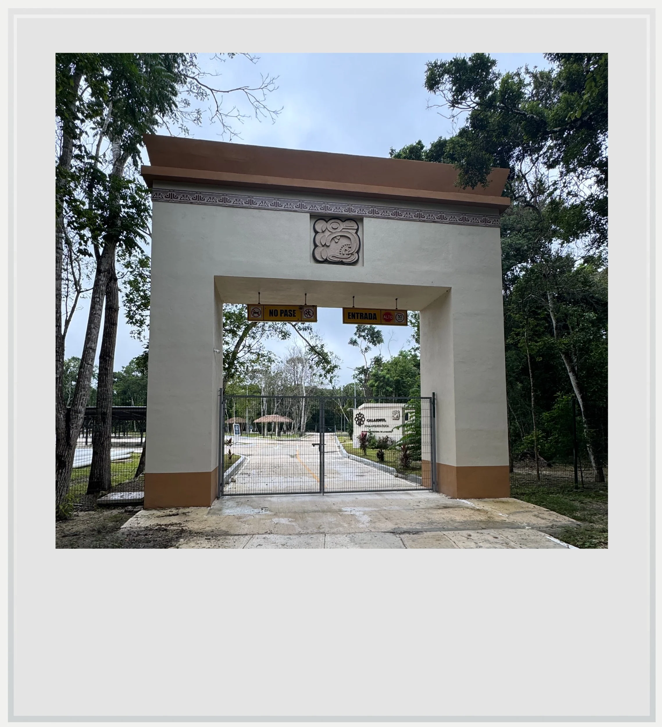 Calakmul's site entrance just before opening time.