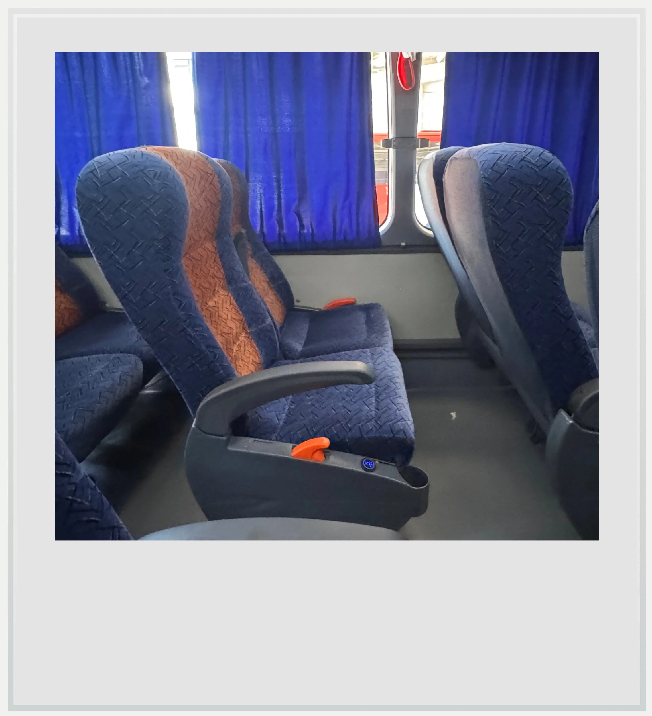 Seats in a VIA bus in Mexico.