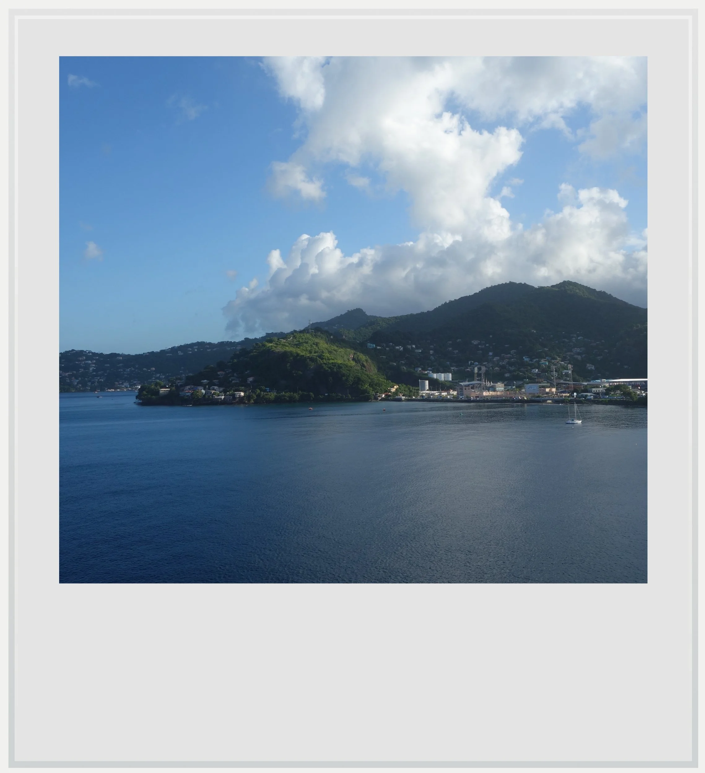 The view getting into Grenada on a cruise ship.