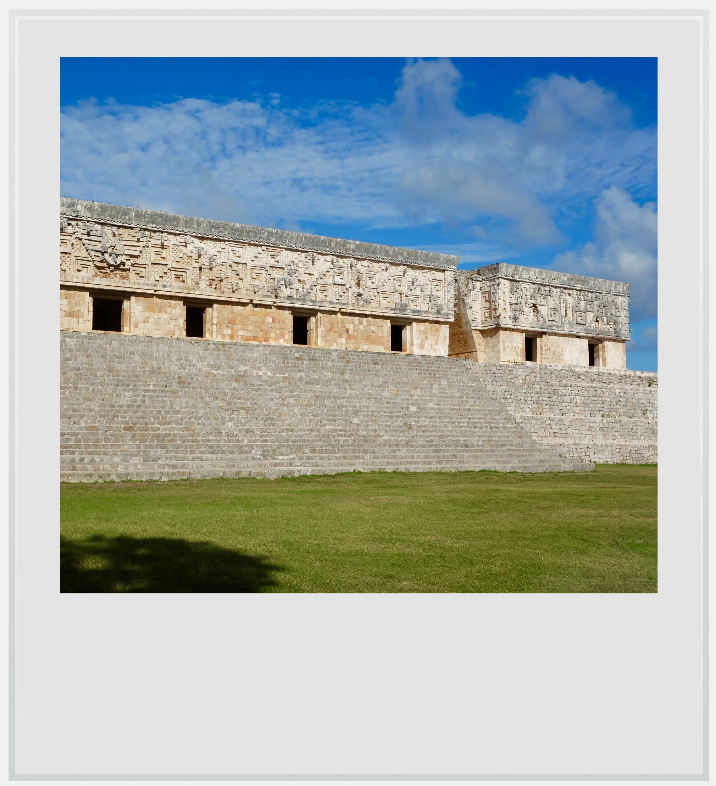 A side view of the Governor Palace in Uxmal, Mexico.