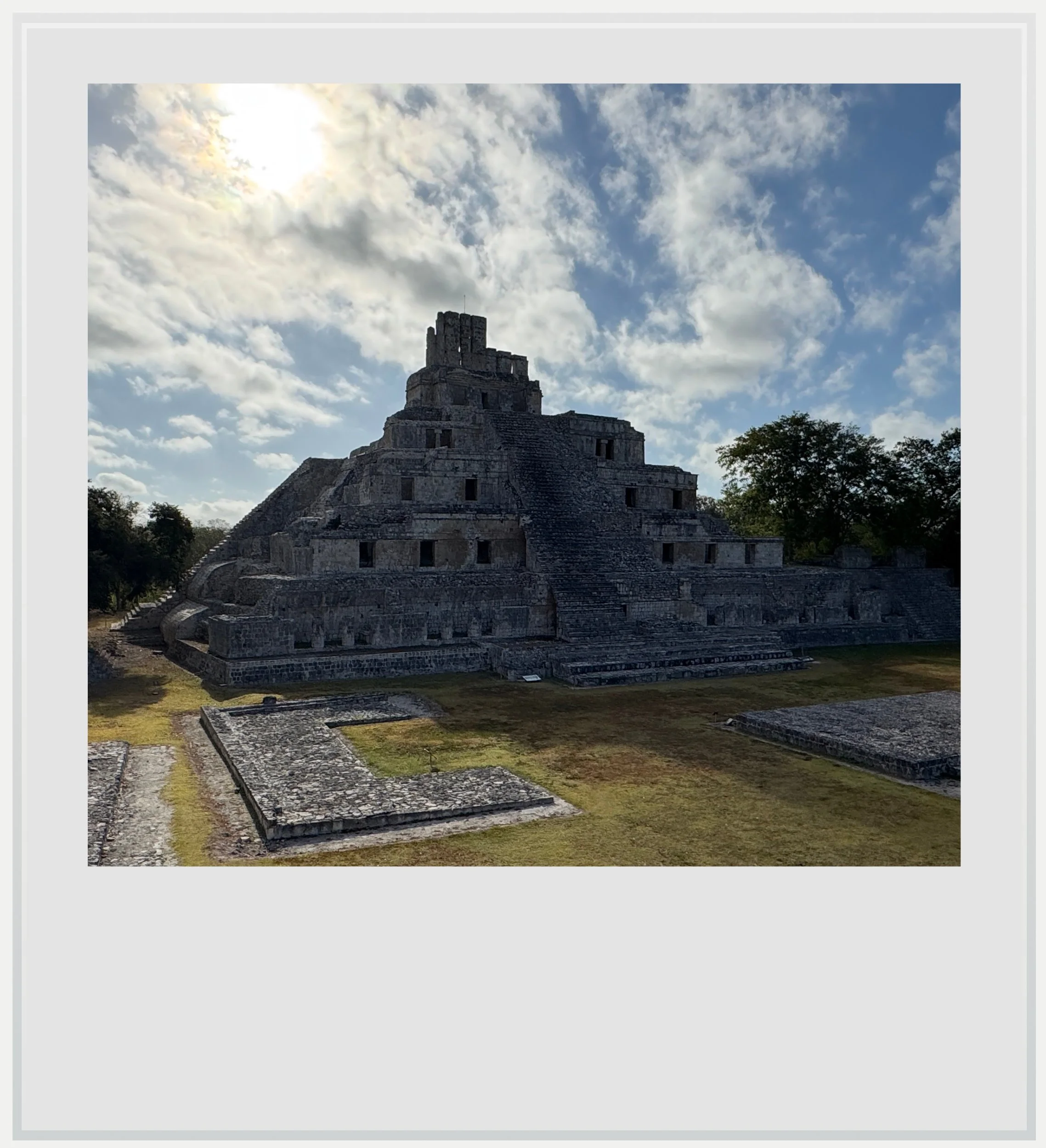 The Temple of the Five Stories in the morning light in Edzna, Campeche, Mexico.