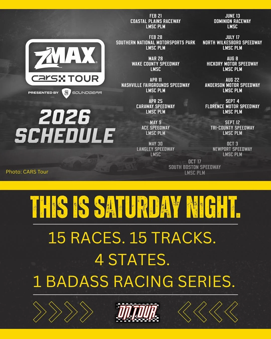 📅 2026 CARS Tour schedule dropped and here&rsquo;s what&rsquo;s new and nostalgic for America&rsquo;s premier Late Model tour.