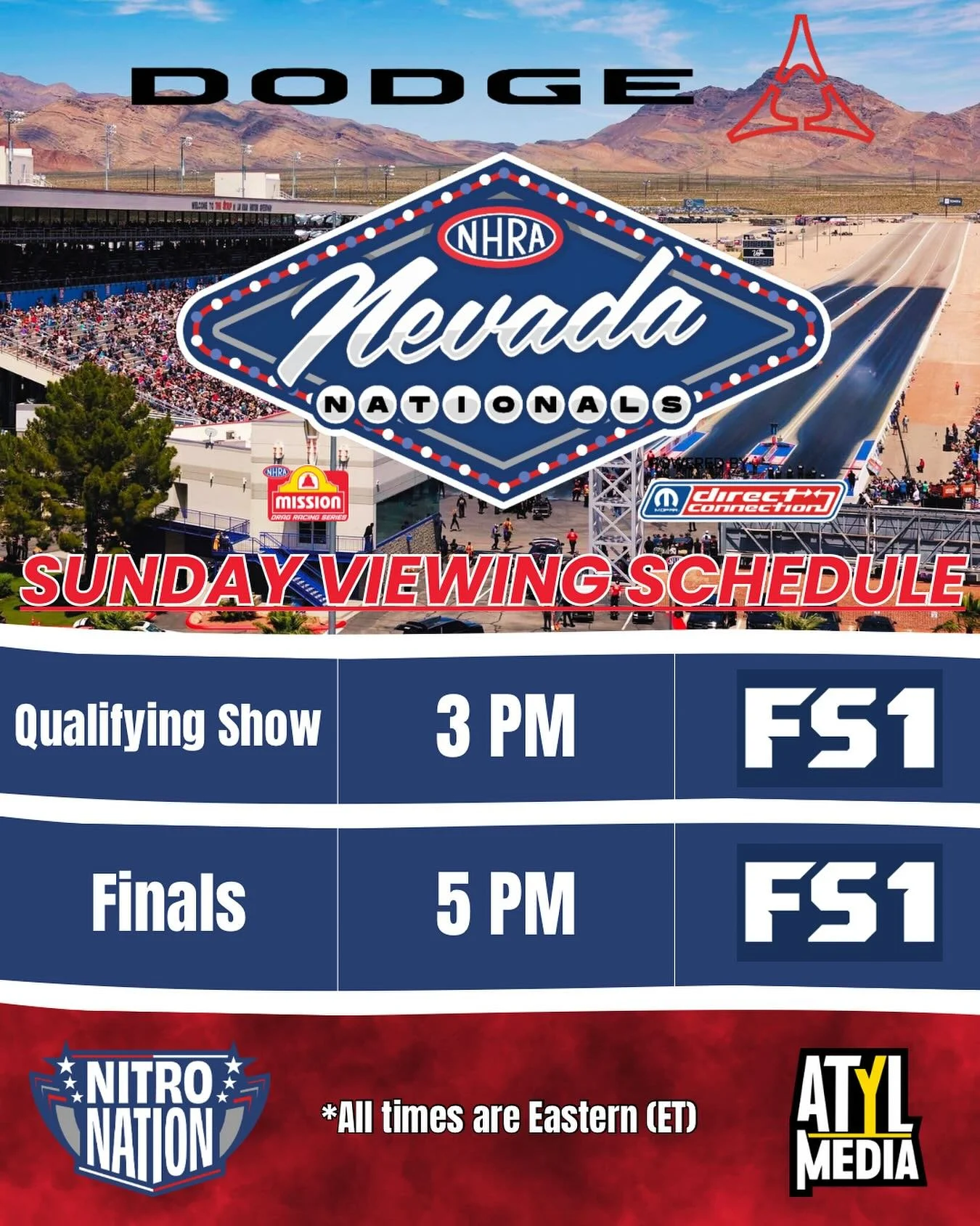 Tune in this Sunday for @nhra penultimate event of 2025! 🟡🟡🟡🟢