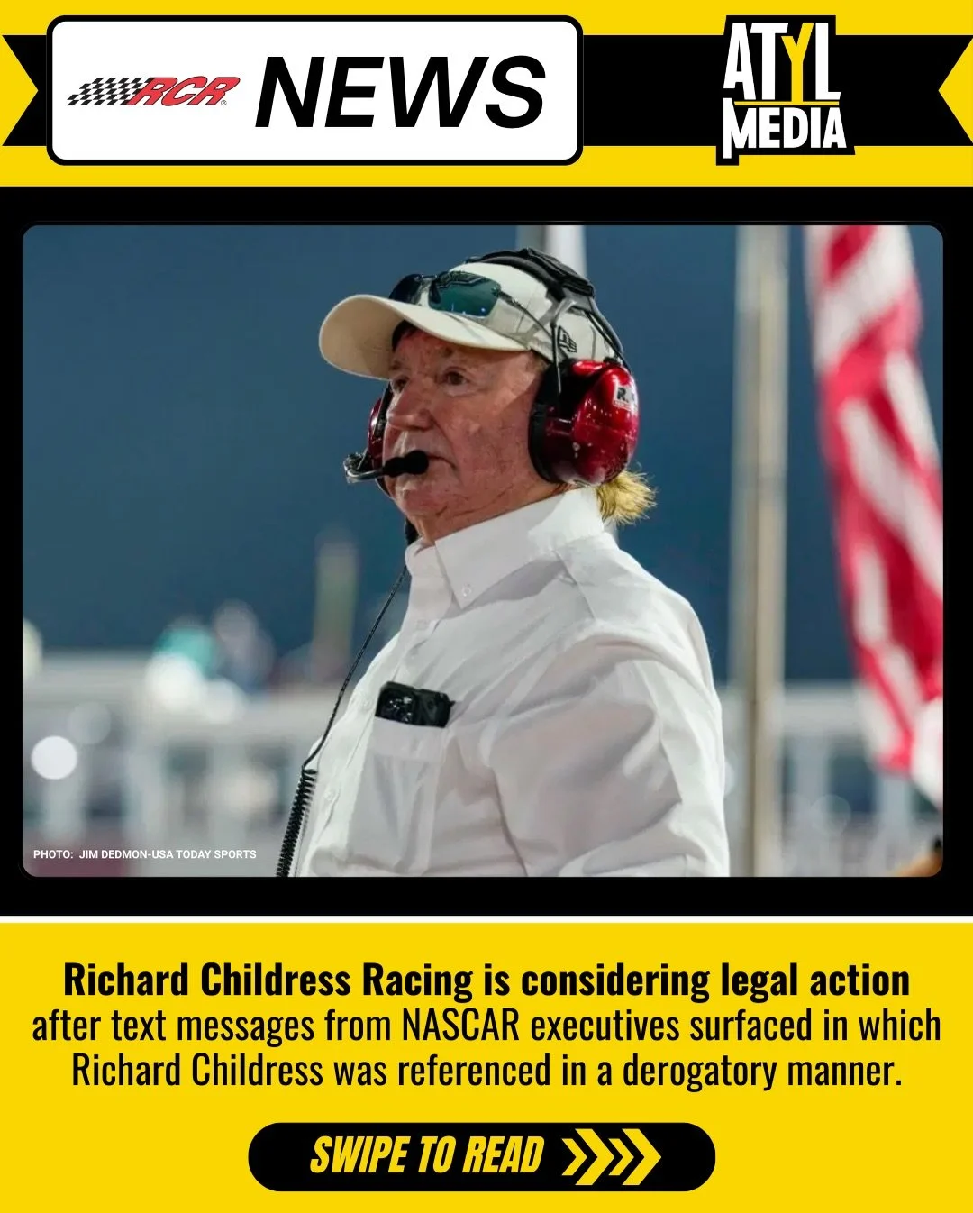 Richard Childress Racing is considering legal action after a series of text messages from NASCAR executives surfaced, containing insults directed at team owner Richard Childress.

The messages were unsealed as part of the ongoing federal antitrust la