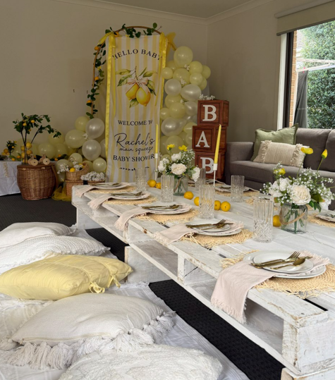 pop up picnic indoors for baby shower