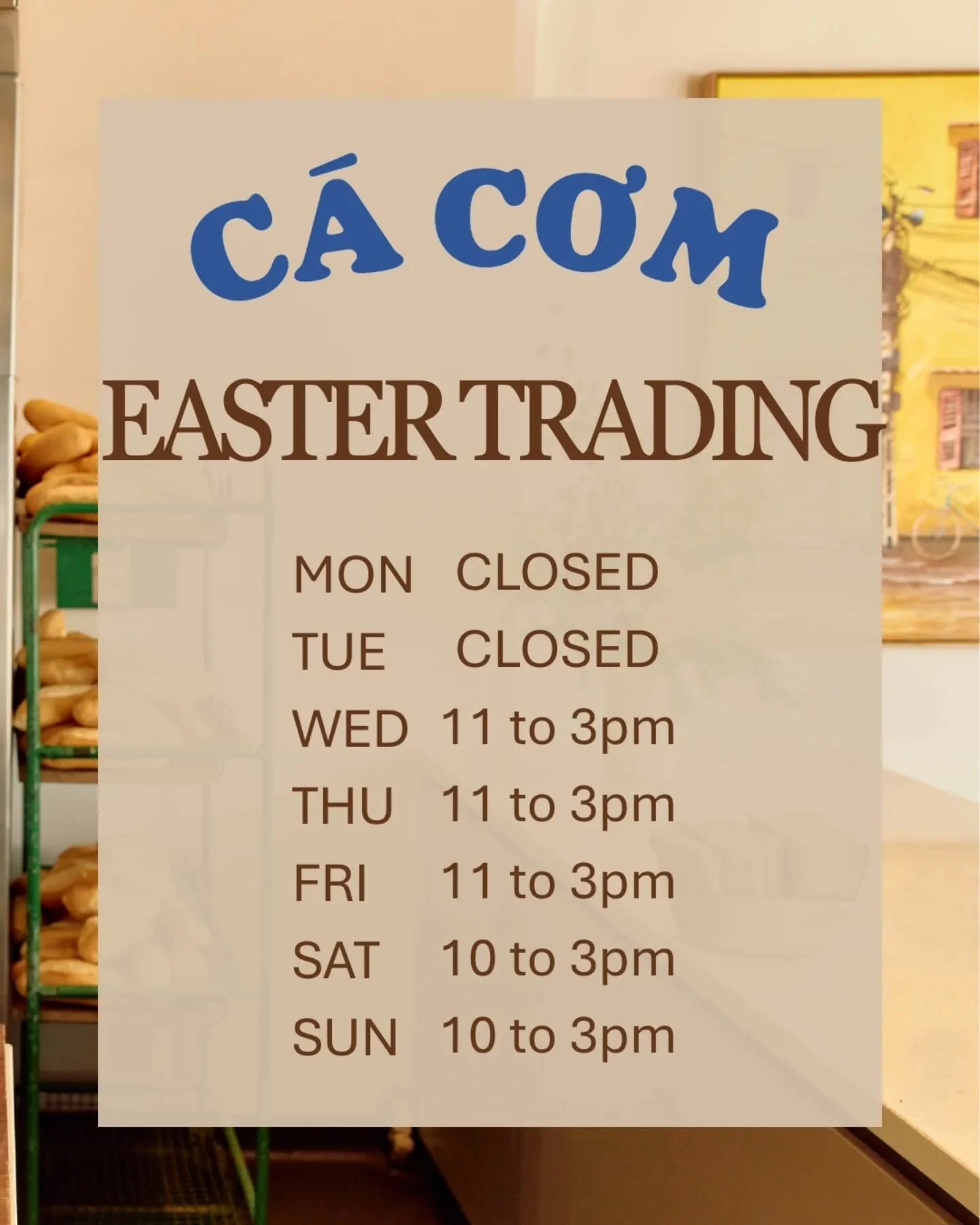 Our Easter hours